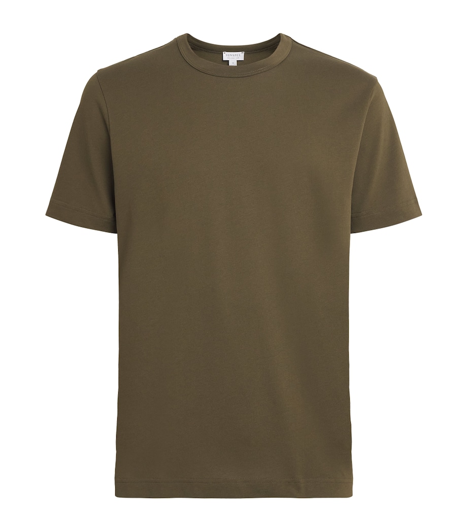 Sunspel Mens Supima Cotton Heavyweight T-Shirt Loden Green Image 1