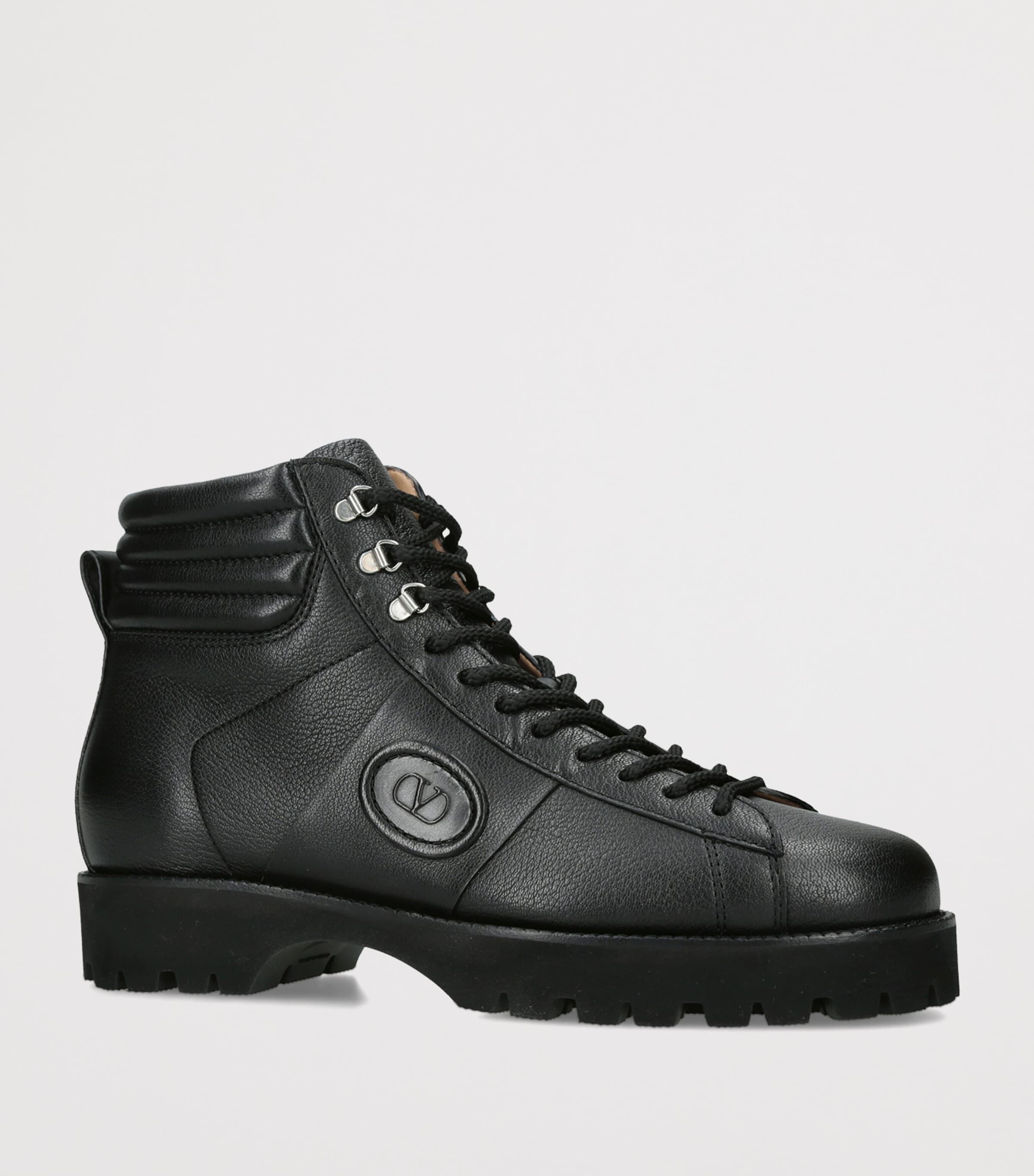 Valentino Garavani Leather Combat Boots Black Image 2
