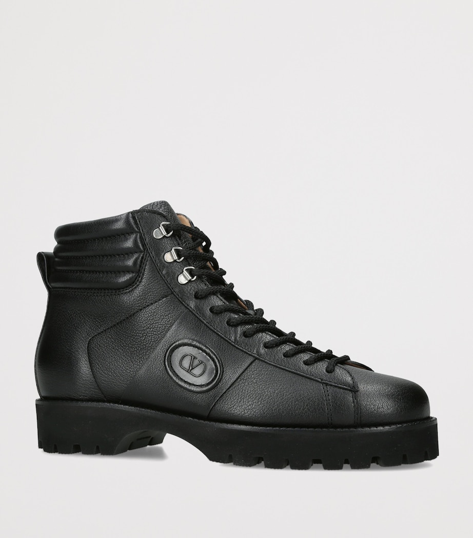 Valentino Garavani Leather Combat Boots Black Image 2