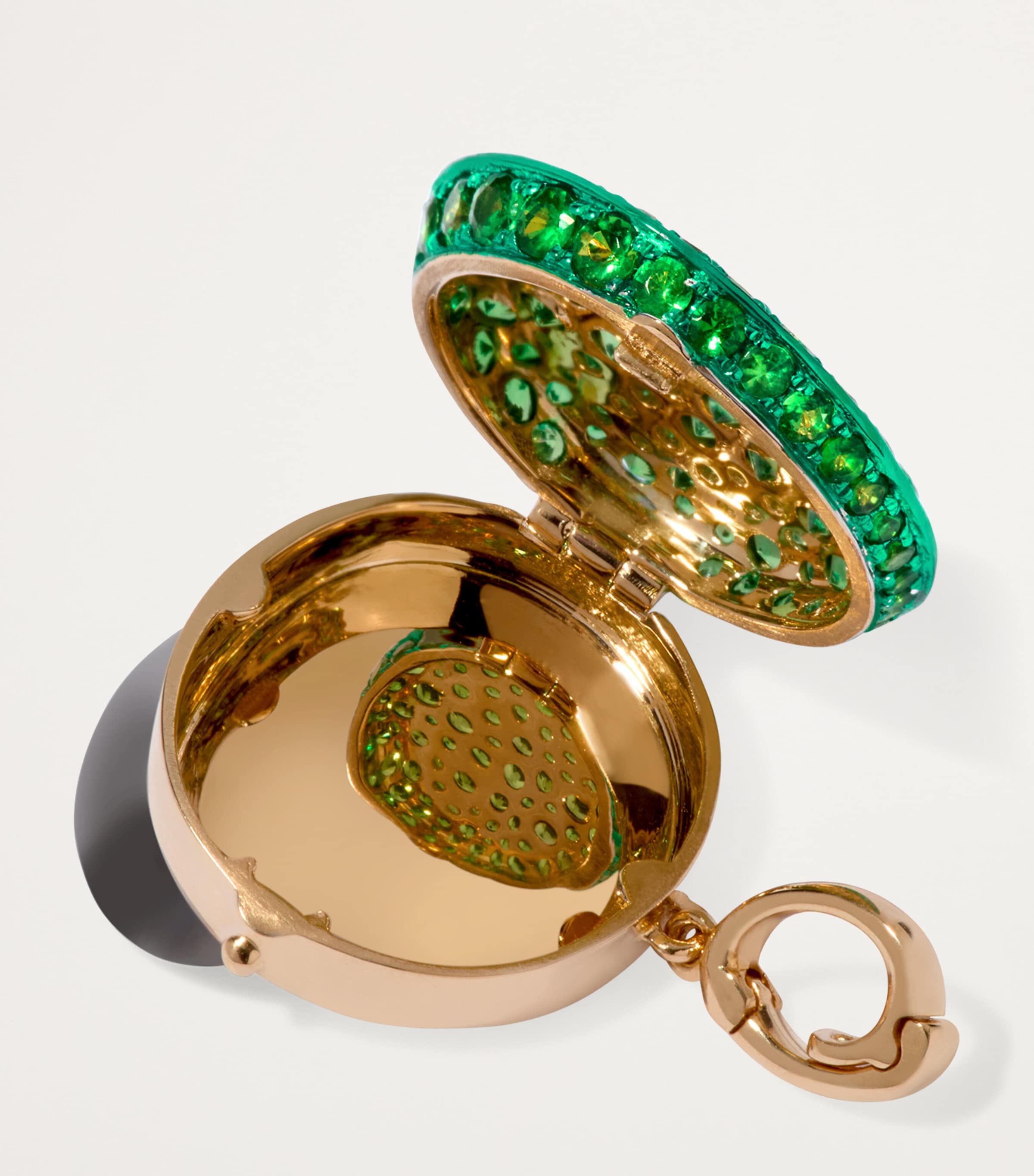 x Harrods Yellow Gold and Tsavorite My Life In Charms Doorman's Cap Locket Charm YELLOW GOLD Image 2