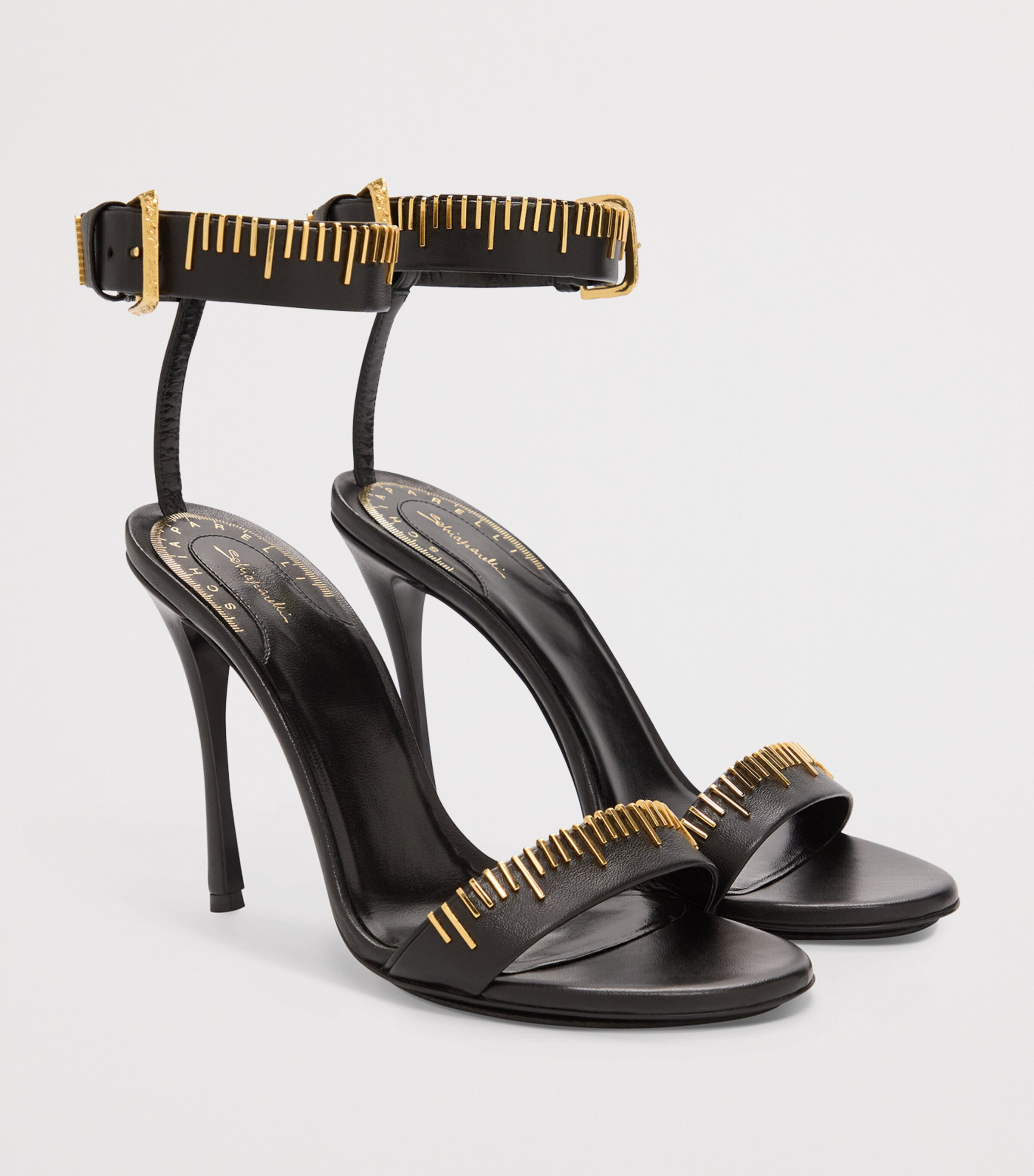 Schiaparelli Leather Measuring Tape Heeled Sandals 105 Black Image 4