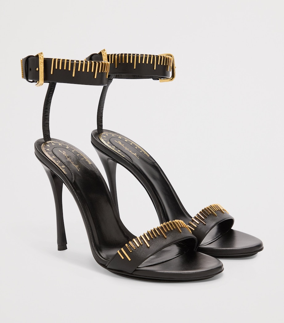Schiaparelli Leather Measuring Tape Heeled Sandals 105 Black Image 4