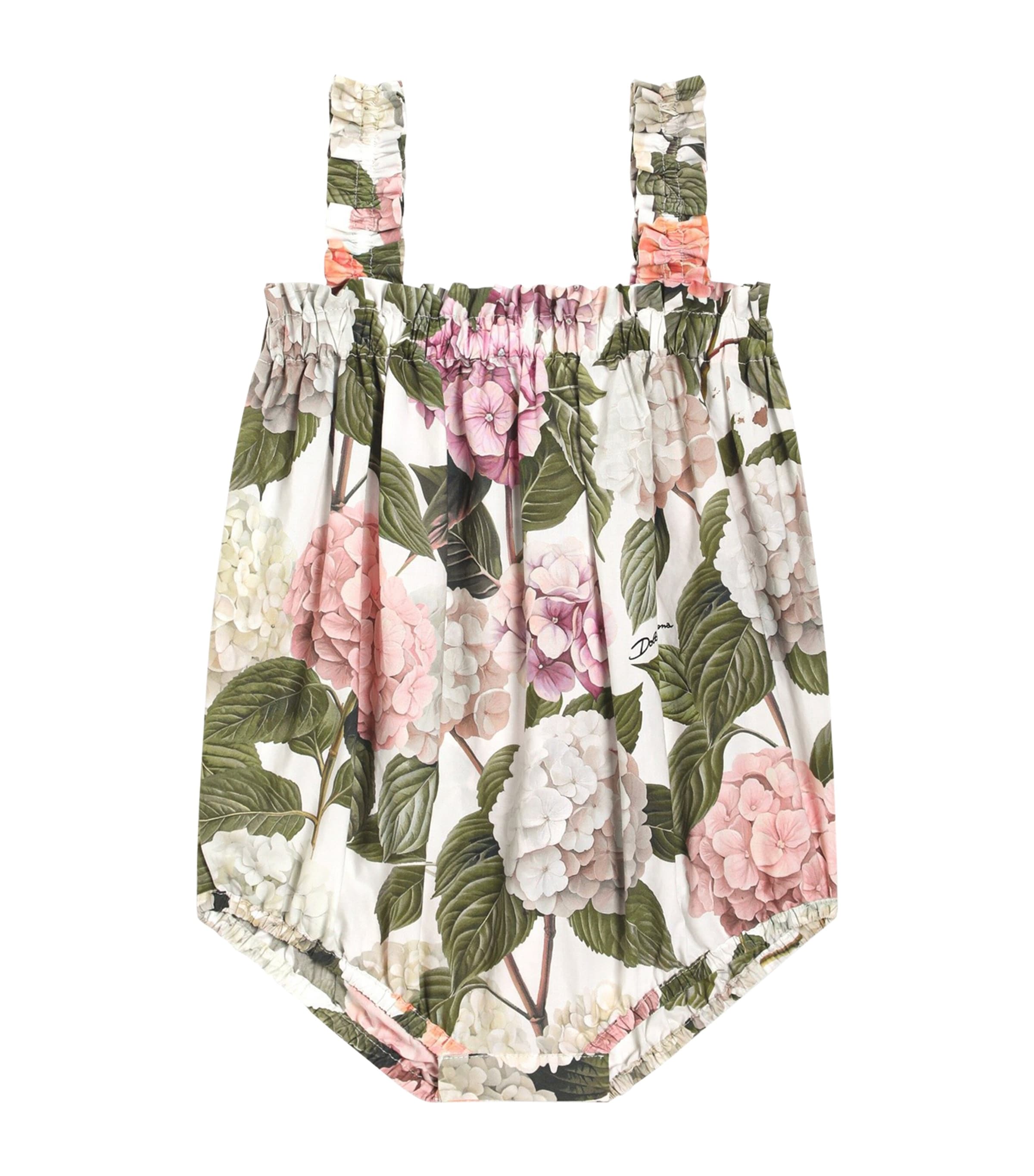 Dolce&Gabbana Kids Cotton Floral Sleeveless Bodysuit (0-20 Months) Fdo Bco Nat Image 1
