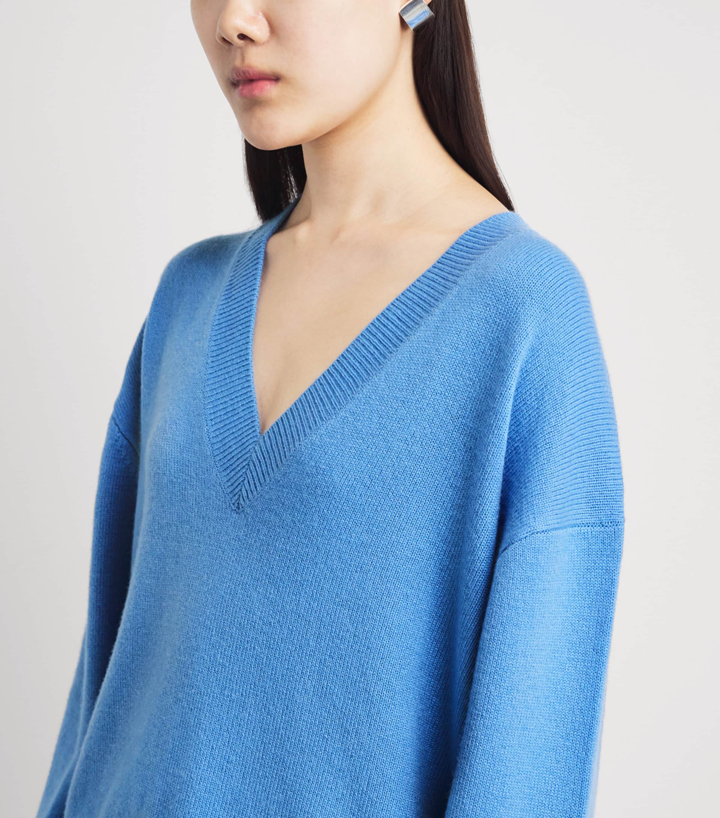 ANINE BING Womens Cashmere Oversized Lee Sweater Blue Image 3