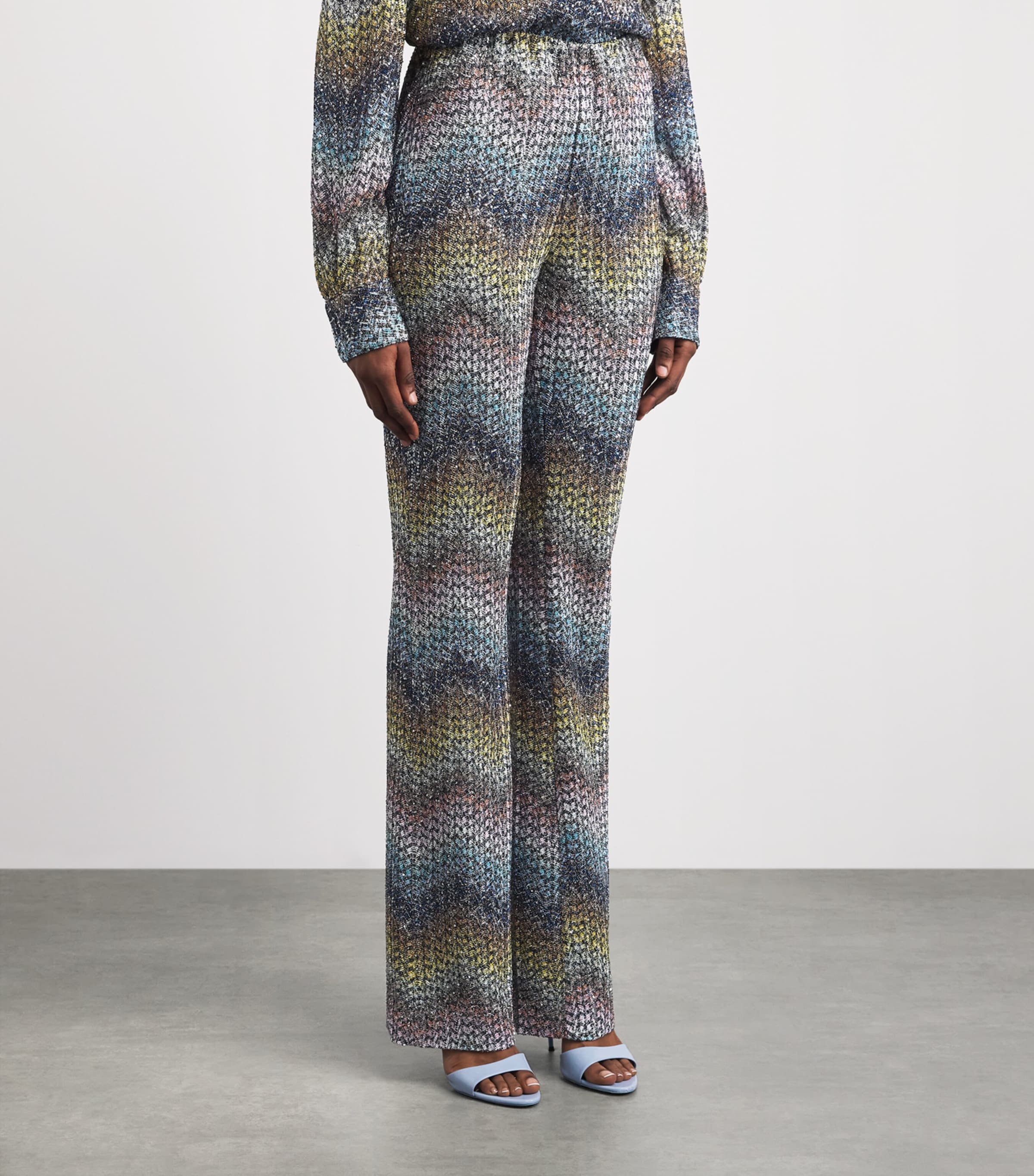 Missoni Womens Knitted Wide-Leg Trousers Smsns Mlt Bl Ylw Vlt Image 4