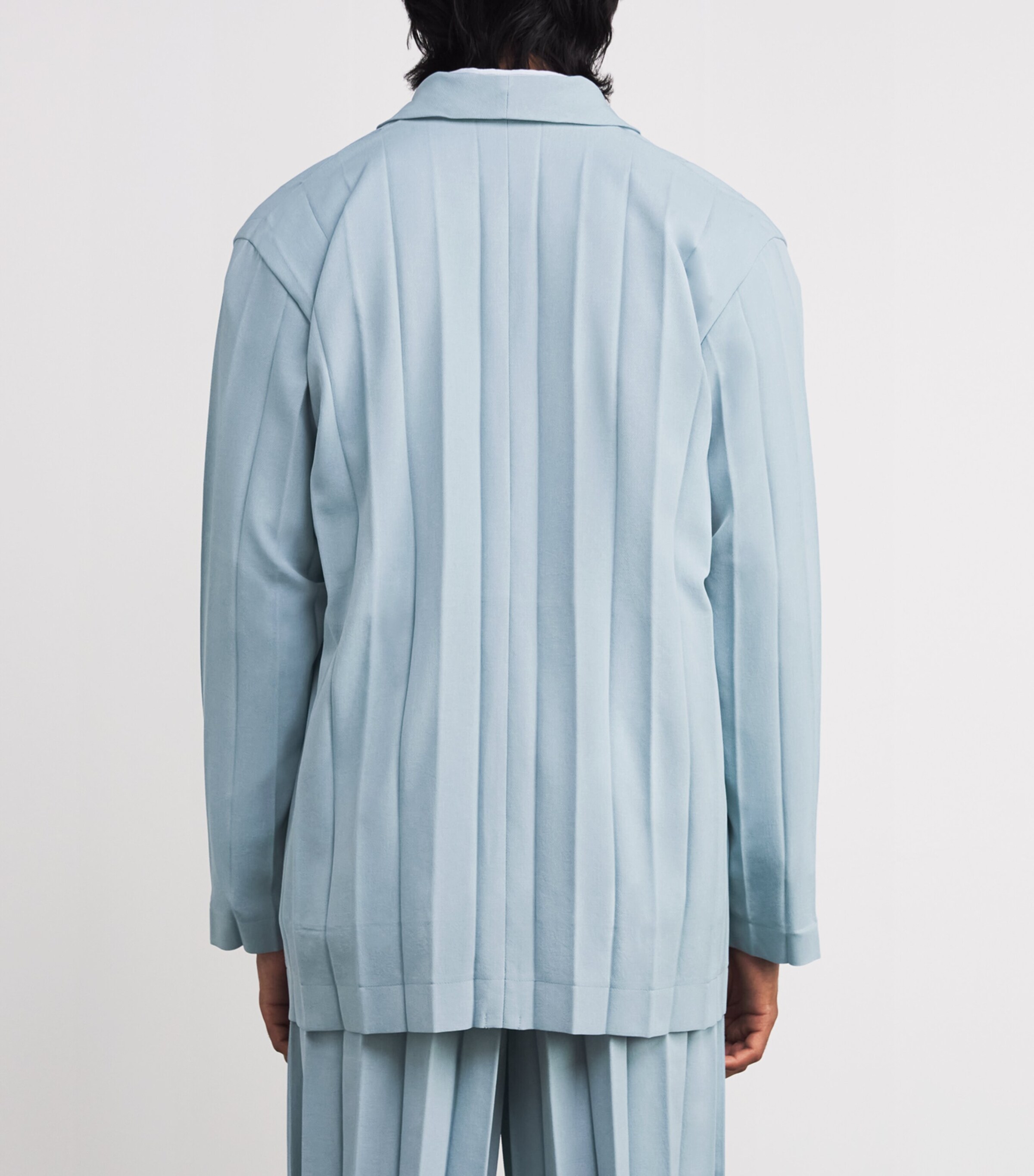 Homme Plissé Issey Miyake Mens Pleated Edge Ensemble Blazer Blue Image 4