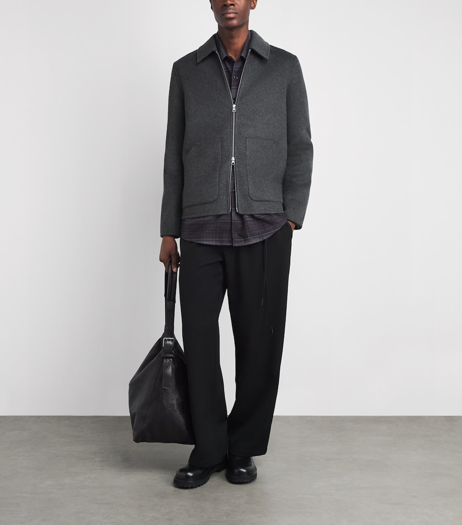 Samsøe Samsøe Mens Recycled Wool-Blend Sapaulo Overshirt Dark Grey Mel. Image 2