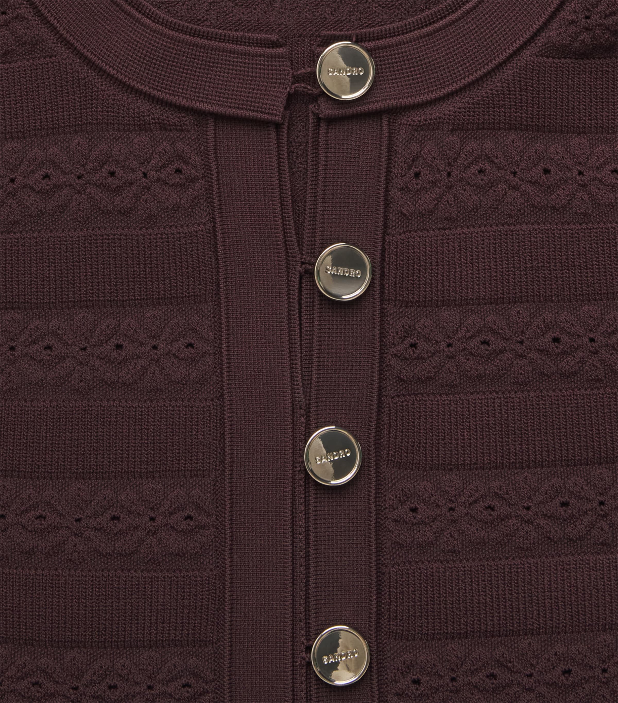 Sandro Paris Womens Knitted Button-Up Mini Dress Brown Image 6