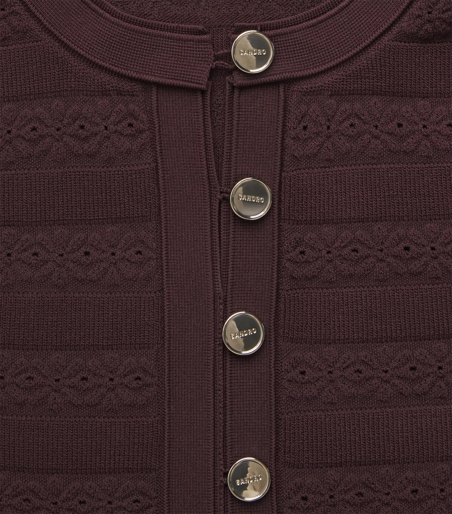 Sandro Paris Womens Knitted Button-Up Mini Dress Brown Image 6