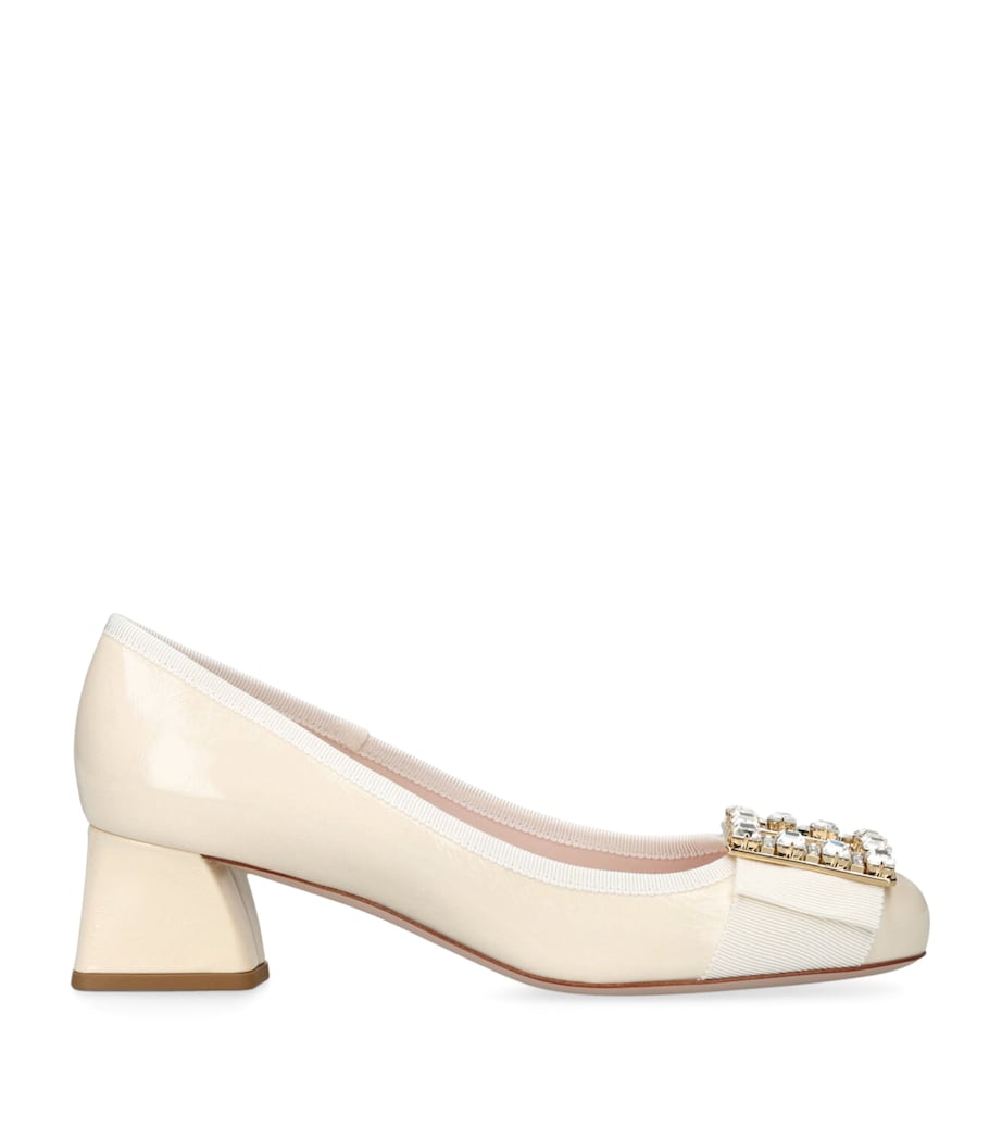 Leather Très Vivier Strass Heeled Mules 45 CREAM Image 1