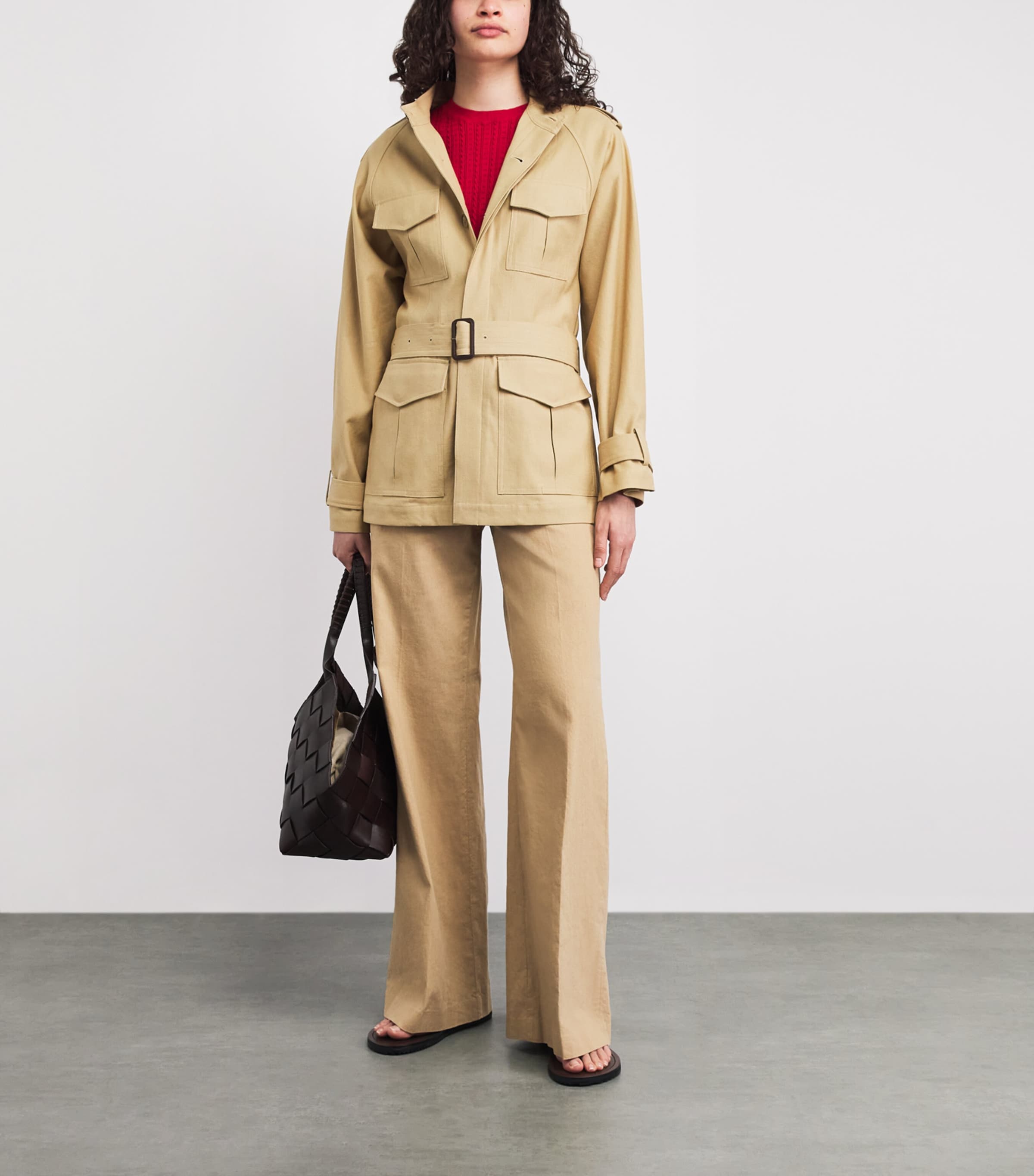 Polo Ralph Lauren Womens Hemp-Cotton-Linen Woven Field Jacket Classic Camel Image 2