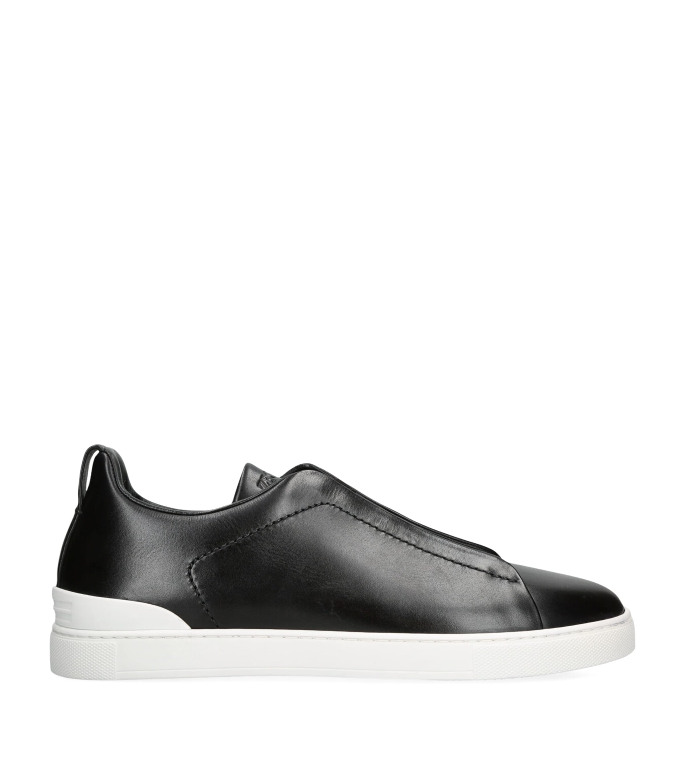 Leather Triple Stitch Sneakers BLK/WHITE Image 1