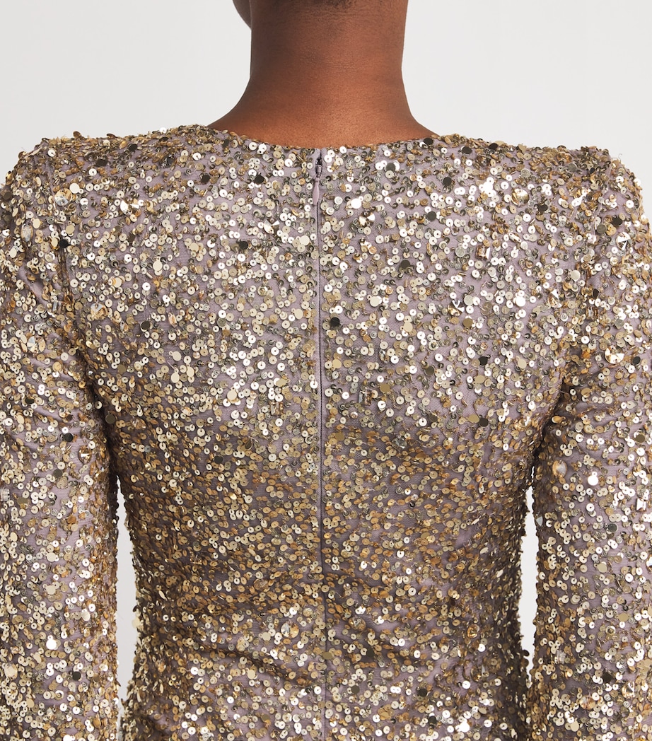 Sequinned Marie Maxi Dress 2119 GRANTE GLD BDNG Image 6