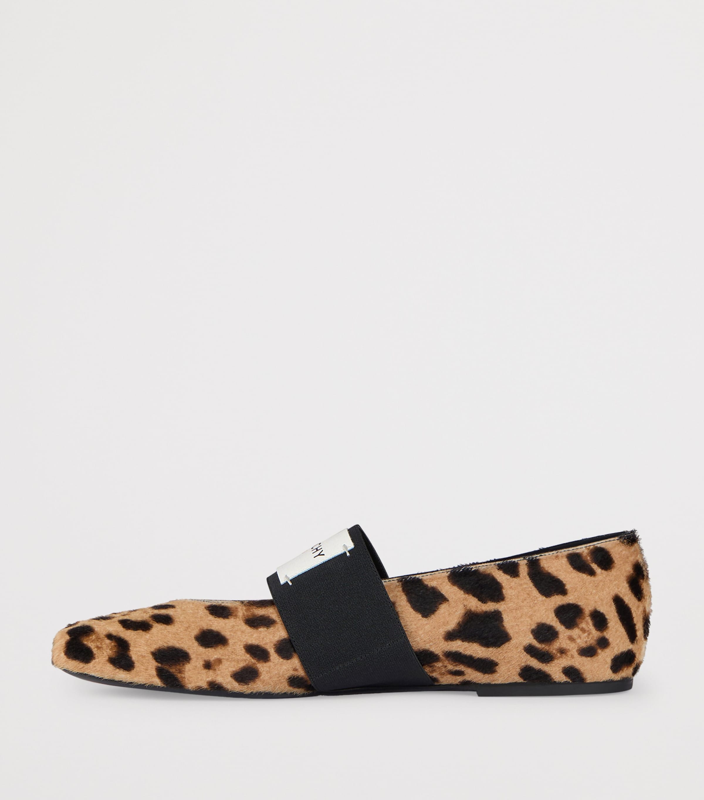 Leather Leopard Square-Toe Ballet Flats BLACK/BEIGE Image 3
