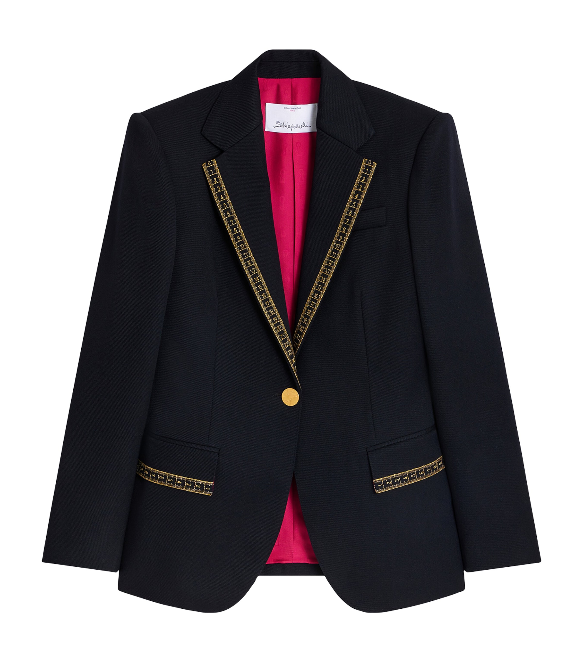Schiaparelli Womens Wool Measuring Tape Blazer Navy Image 1