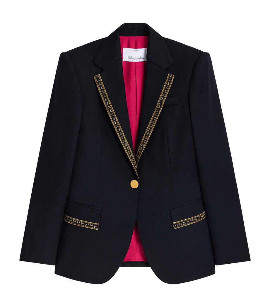 Schiaparelli Womens Wool Measuring Tape Blazer Navy Image 1