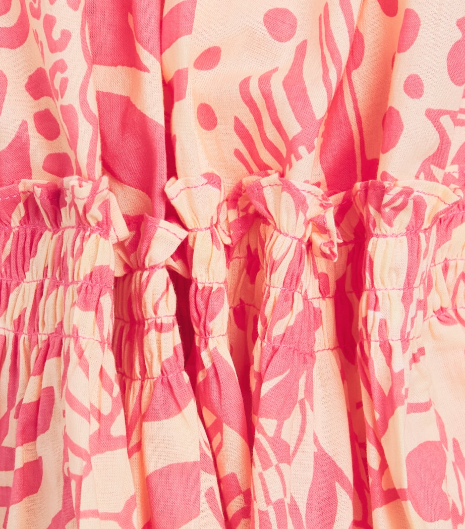 Poupette St Barth Kids Cotton Tiered Cruz Dress (4-12 Years) Pink Toucan Image 3