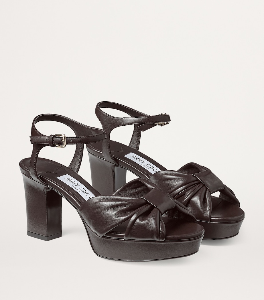 Heloise 80 Leather Heeled Sandals COFFEE Image 4
