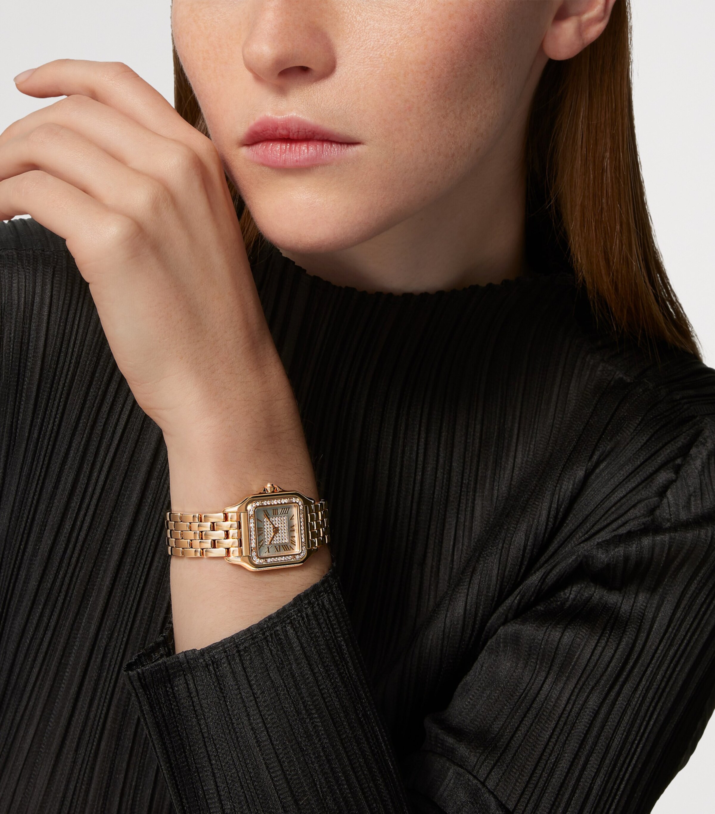 Cartier Medium Yellow Gold and Diamond Panthère de Cartier Watch 27mm Silvered Image 2
