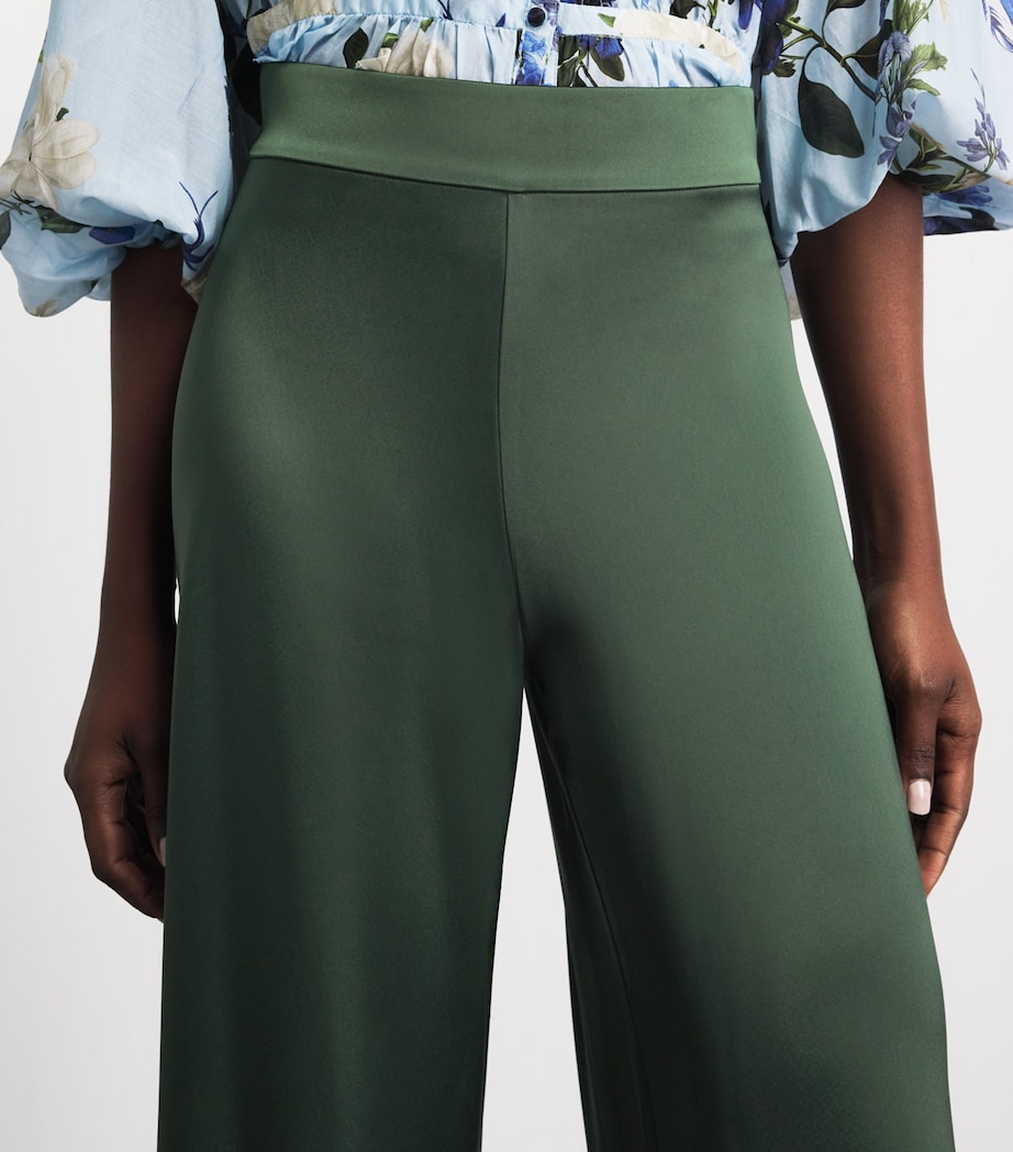 Alice+Olivia Womens Wide-Leg Athena Trousers Dark Fern Image 3