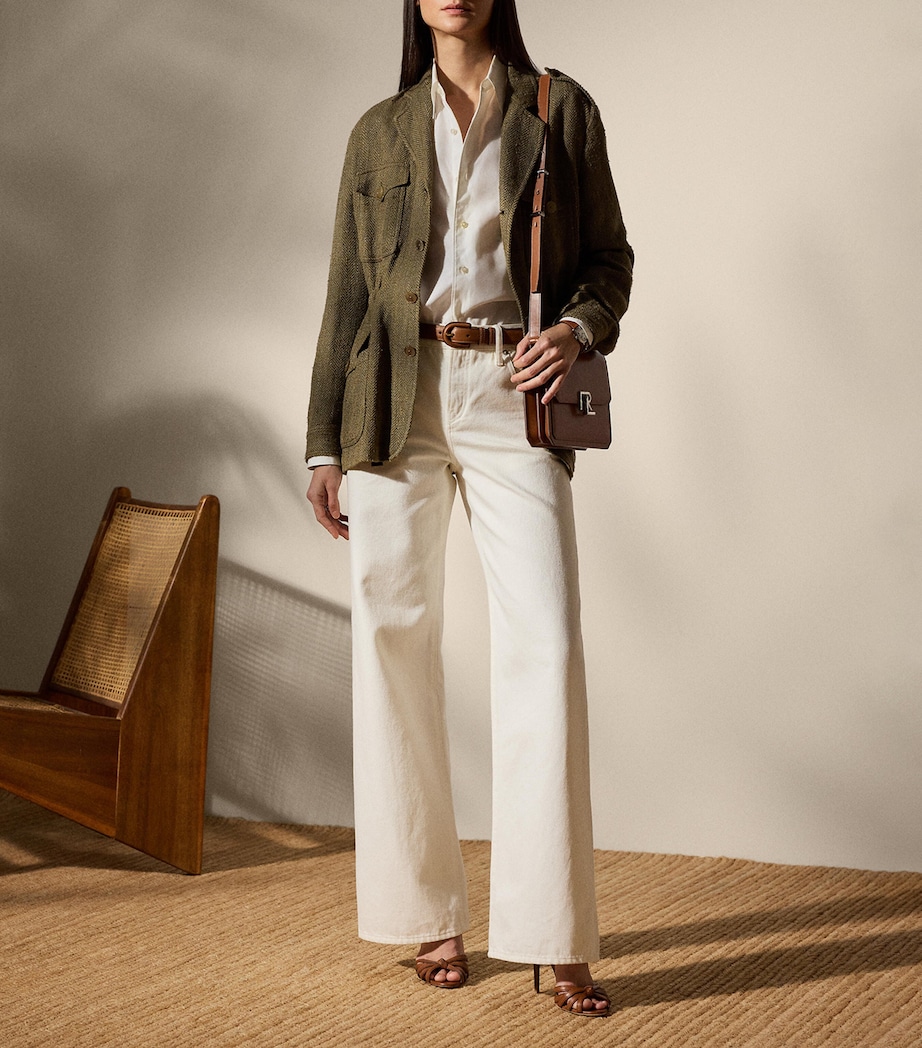 Silk-Linen Herringbone Schmitt Tweed Jacket OLIVE Image 2