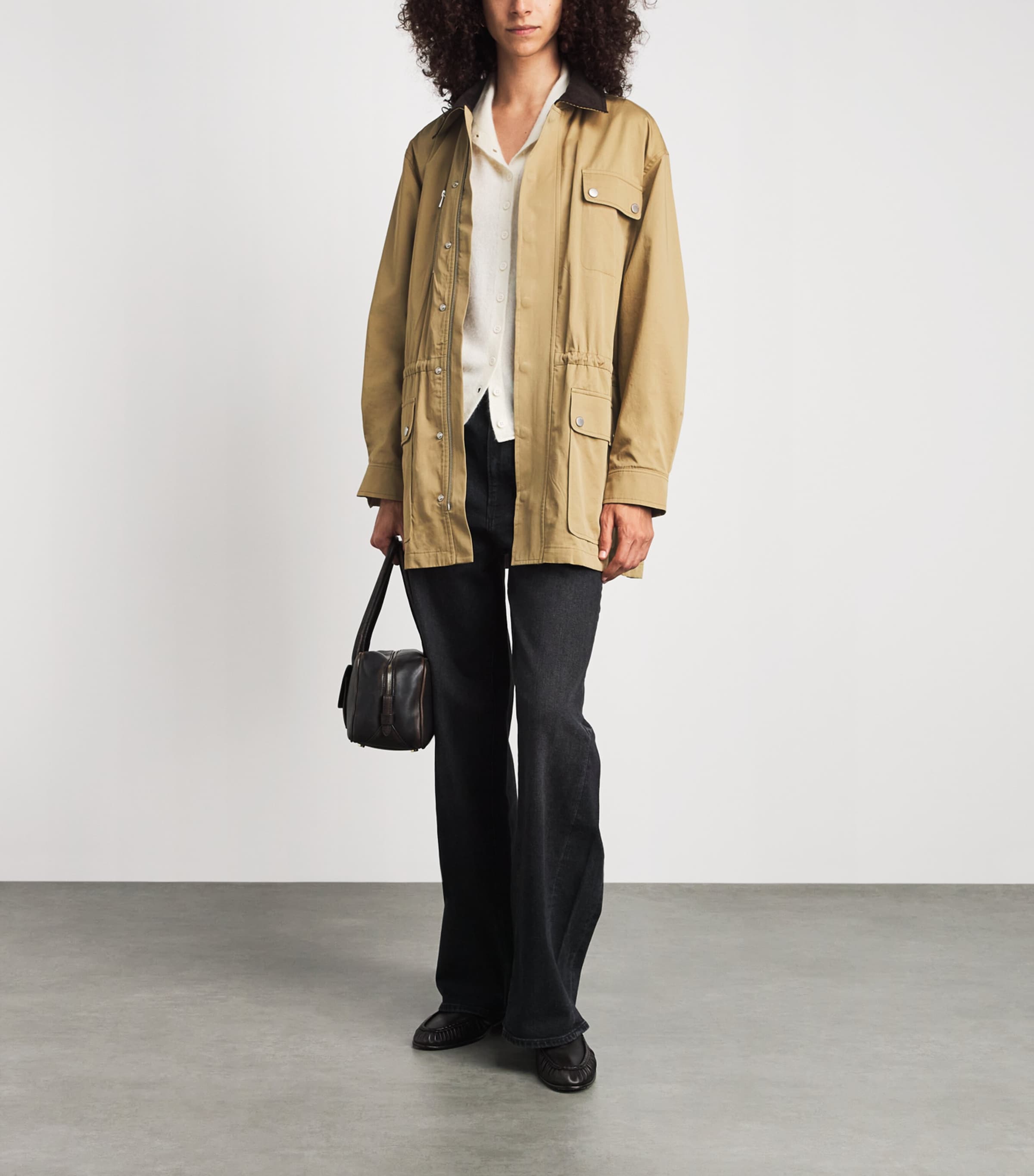 FRAME Womens Cotton Twill The Safari Jacket Khaki Image 2