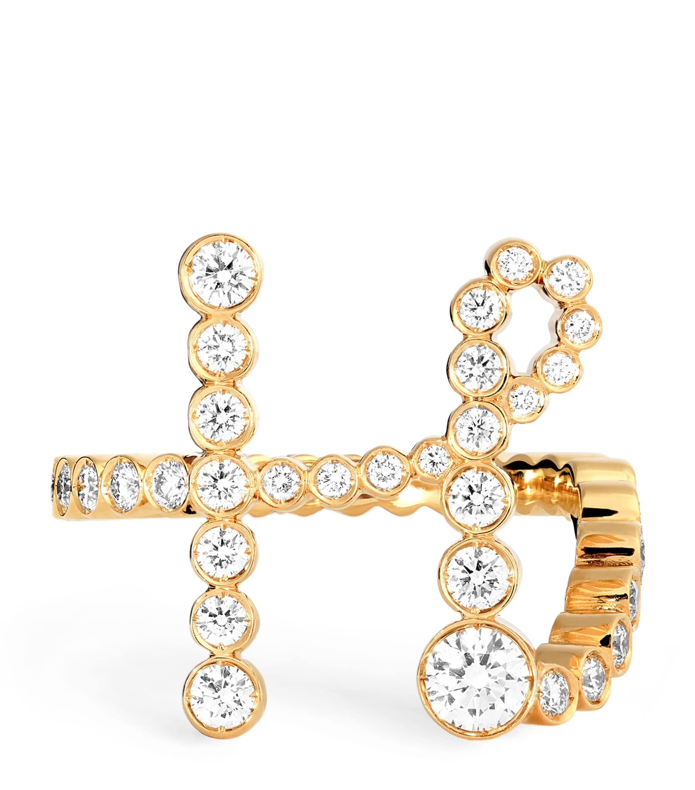 Sophie Bille Brahe Yellow Gold And Diamond Ensemble ‘h' Ring In Gold