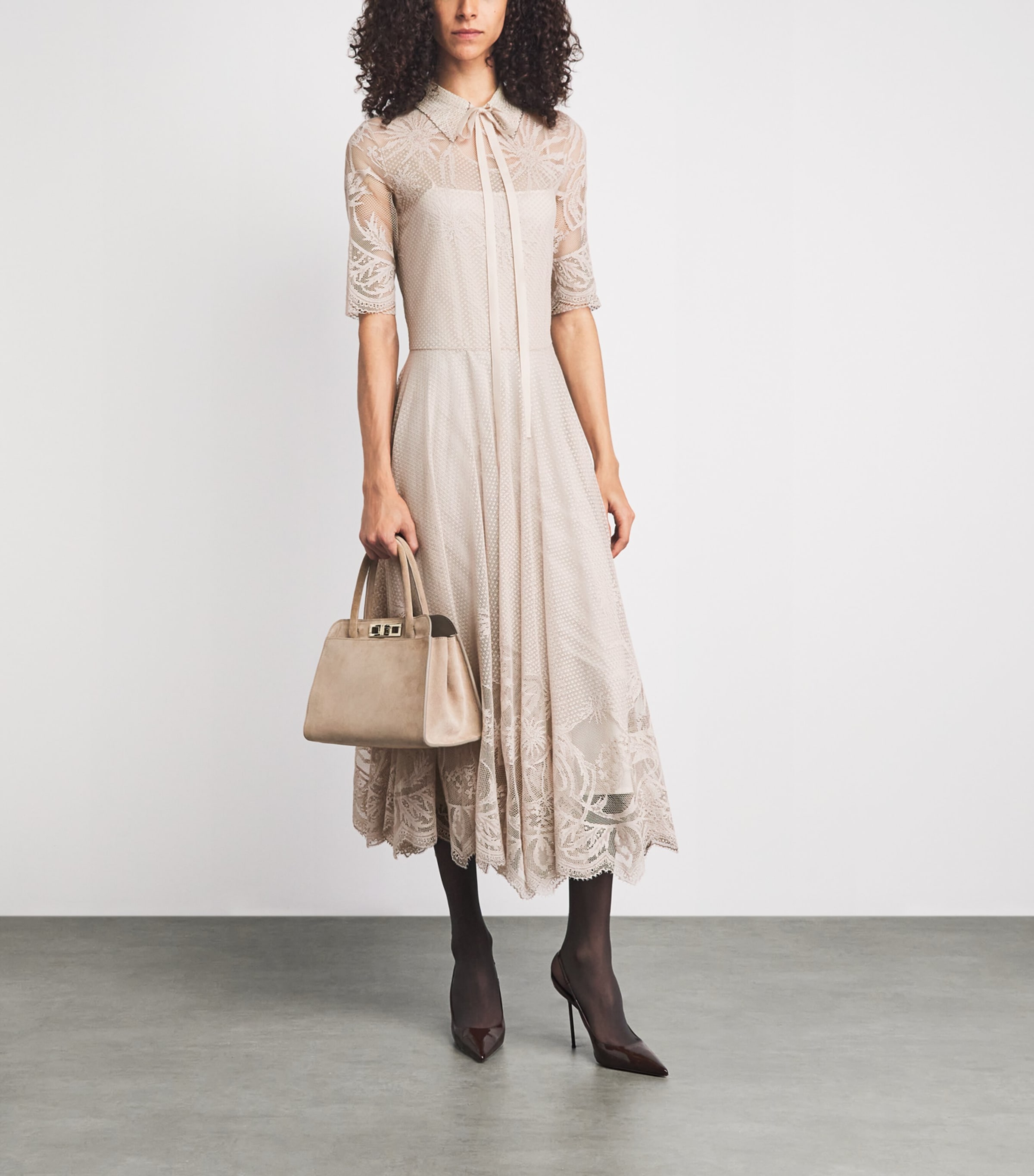 Fabiana Filippi Womens Lace Jacquard Midi Dress Casha Image 2
