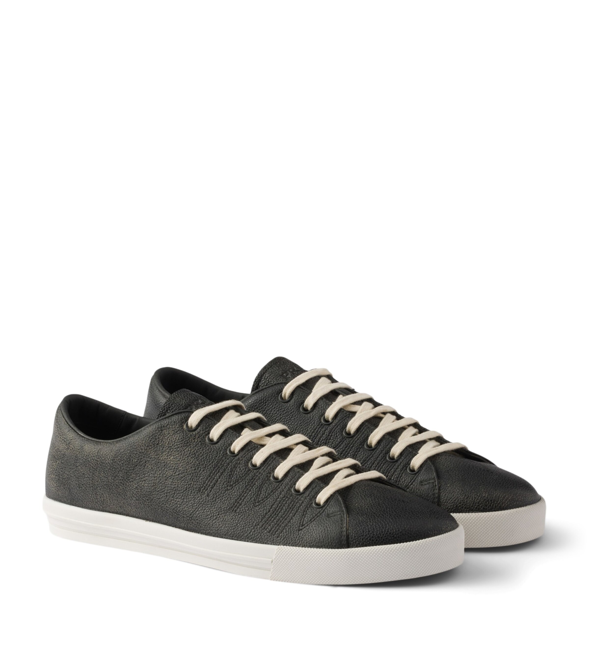 Prada Leather Aged Low-Top Sneakers Image 1