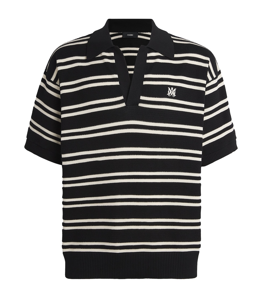 AMIRI Mens Cotton Stripe MA Polo Shirt Black Image 1