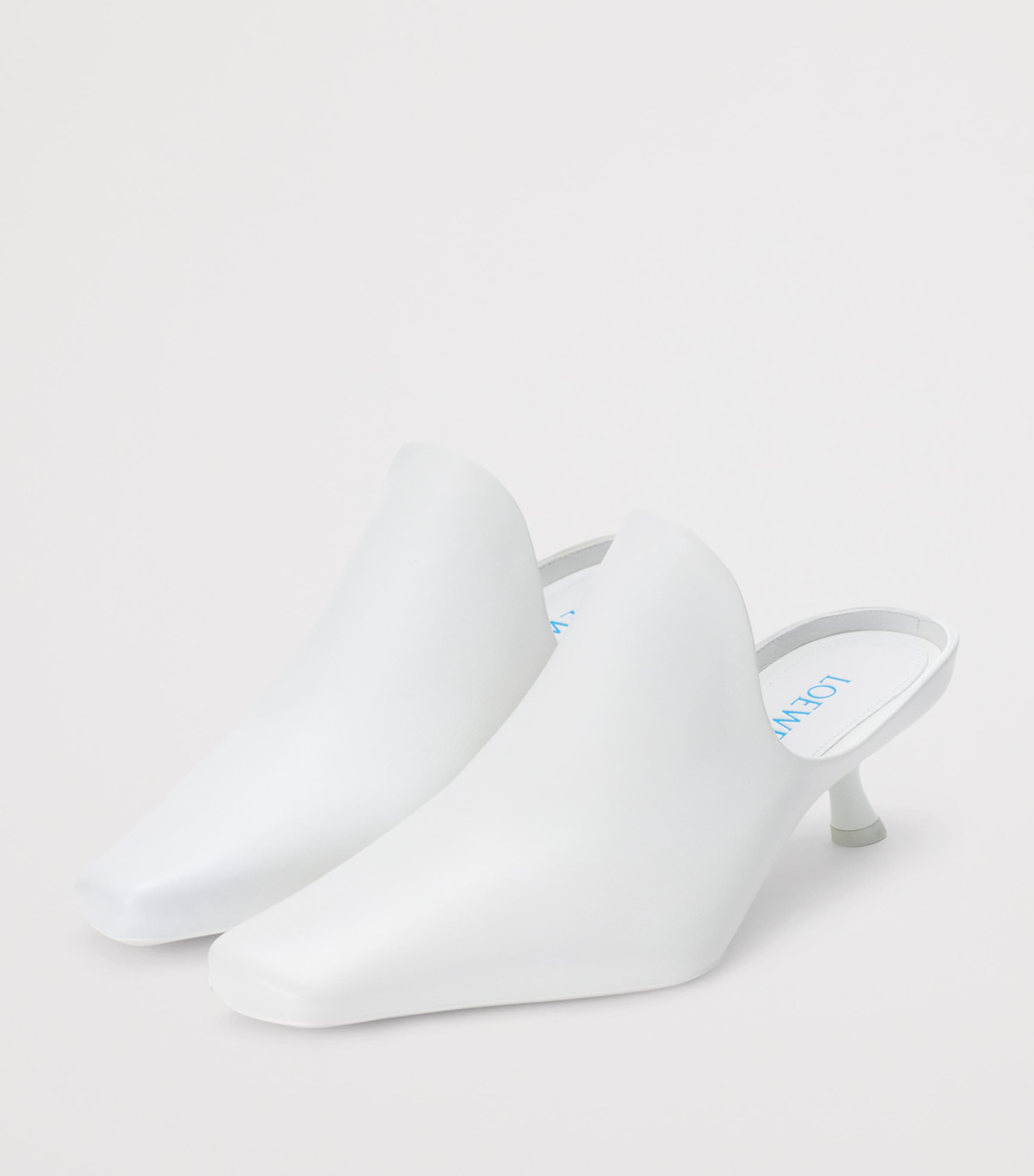LOEWE Lambskin Emily Heeled Mules 45 Optic White Image 3