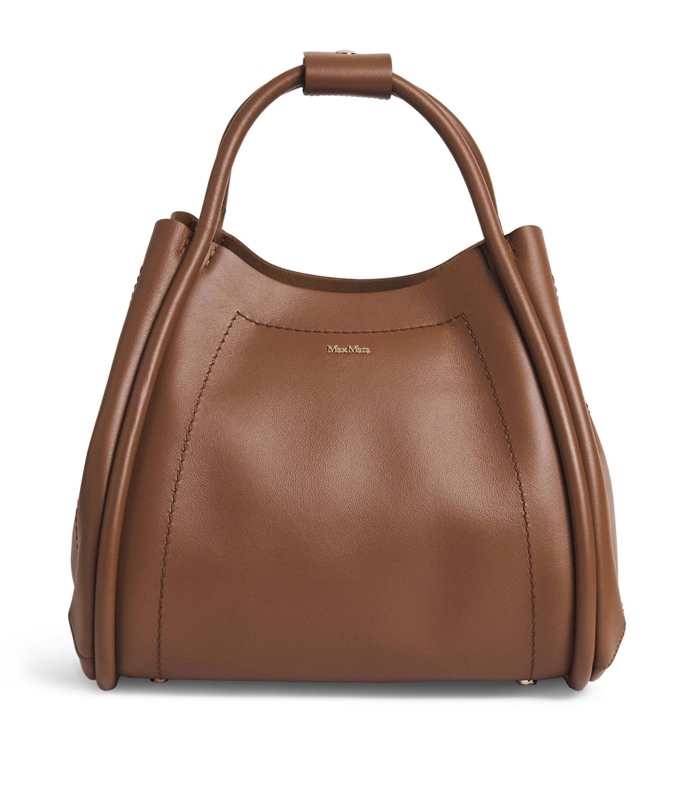 Max Mara Small Leather Marine Top-Handle Bag Brown Bronze Image 1