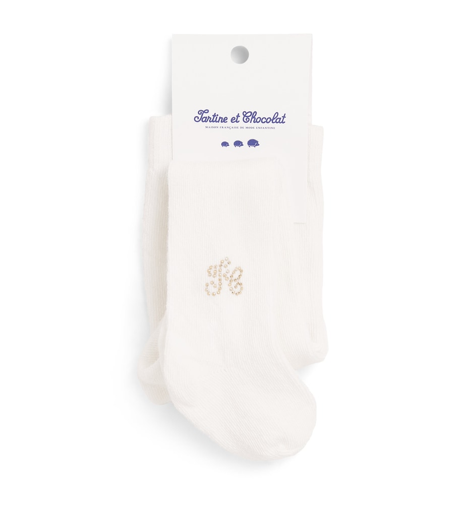 Tartine et Chocolat Embellished Tights Nacre Image 1