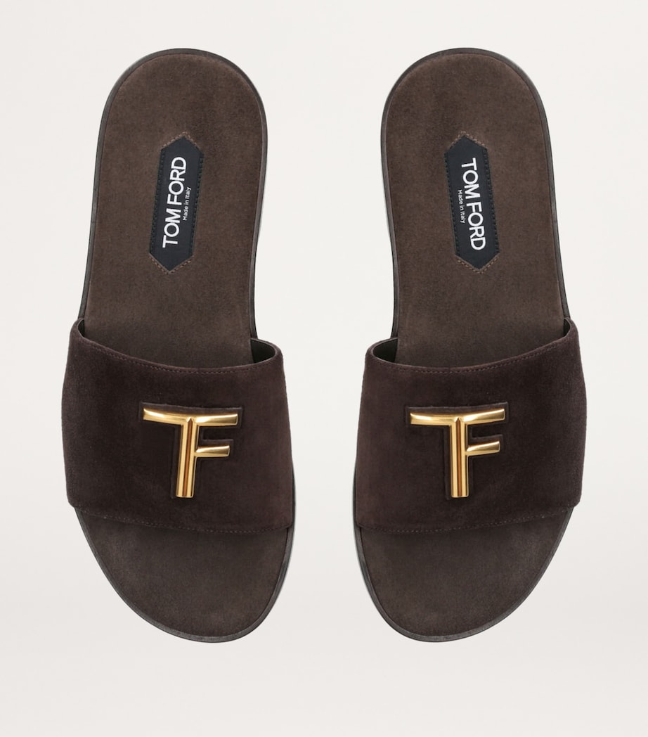 TOM FORD Croc-Embossed Brighton Sandals Brown Image 4