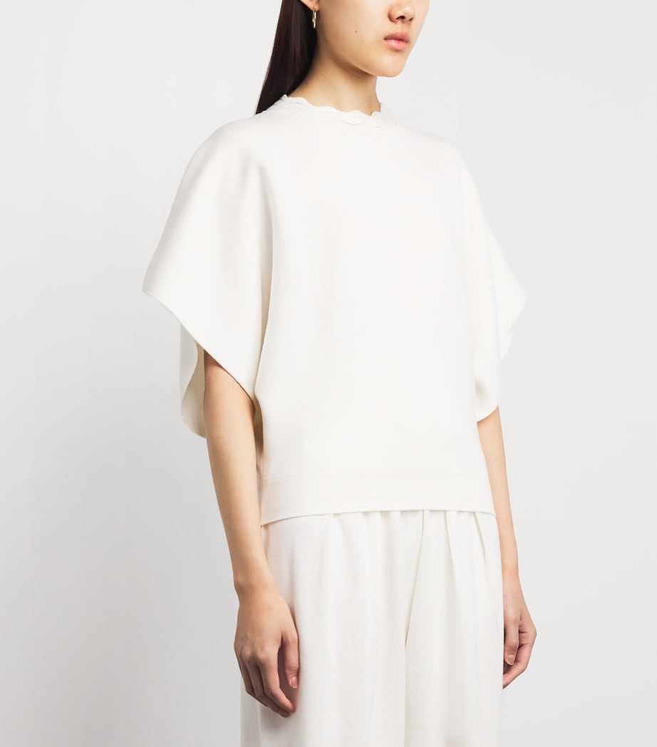 Molli Womens Virgin Wool Scalloped Sweater Top Milk Image 4