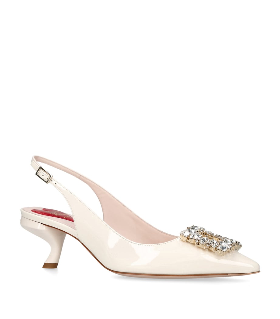 Patent Leather Virgule Slingback Heels 55 CREAM Image 3