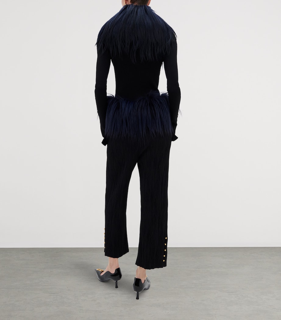 Schiaparelli Womens Goat Hair Embellished Cardigan Black Image 2