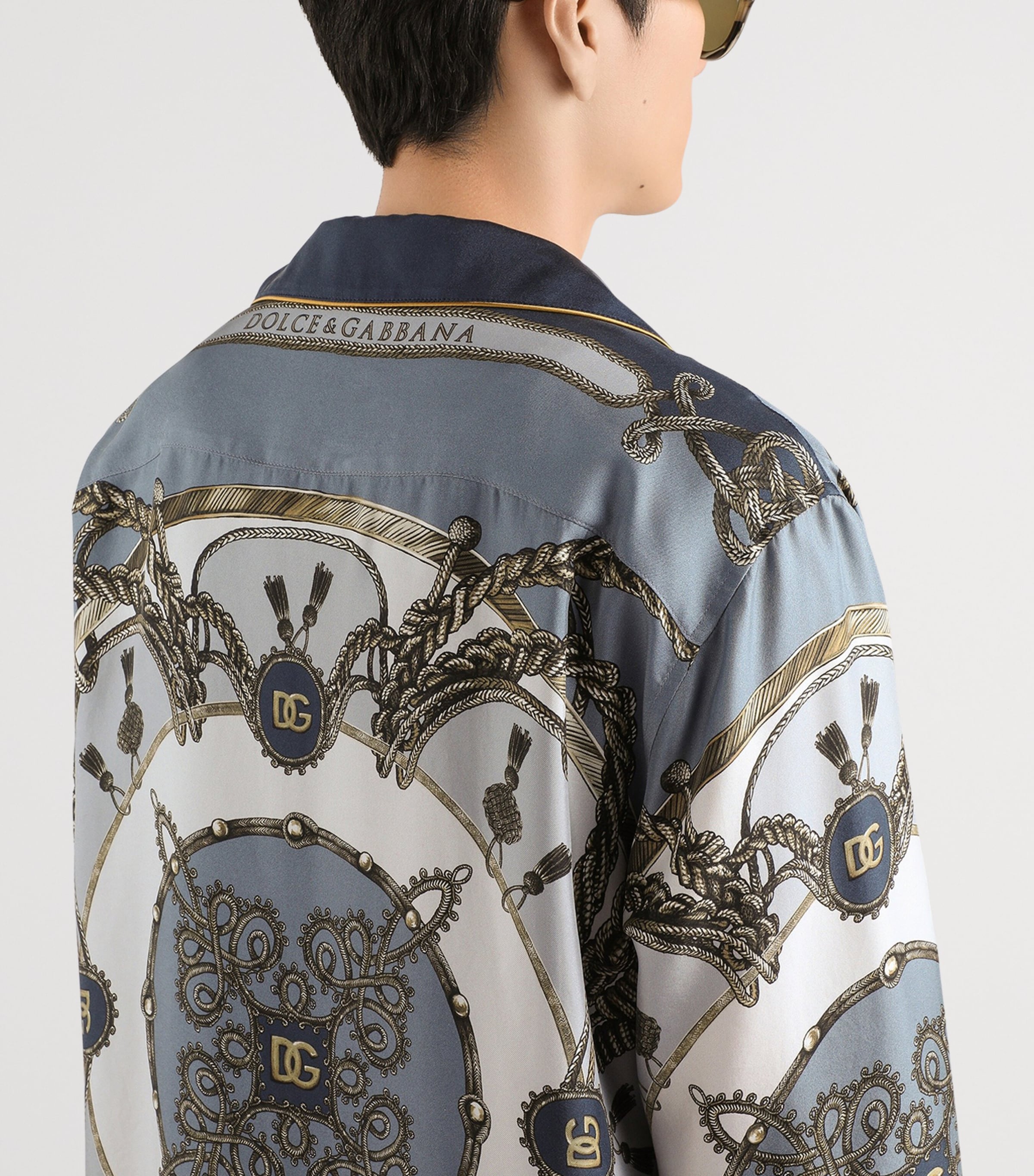 Dolce&Gabbana Mens Silk Cargo Print Shirt Corde/nappe F. Image 5