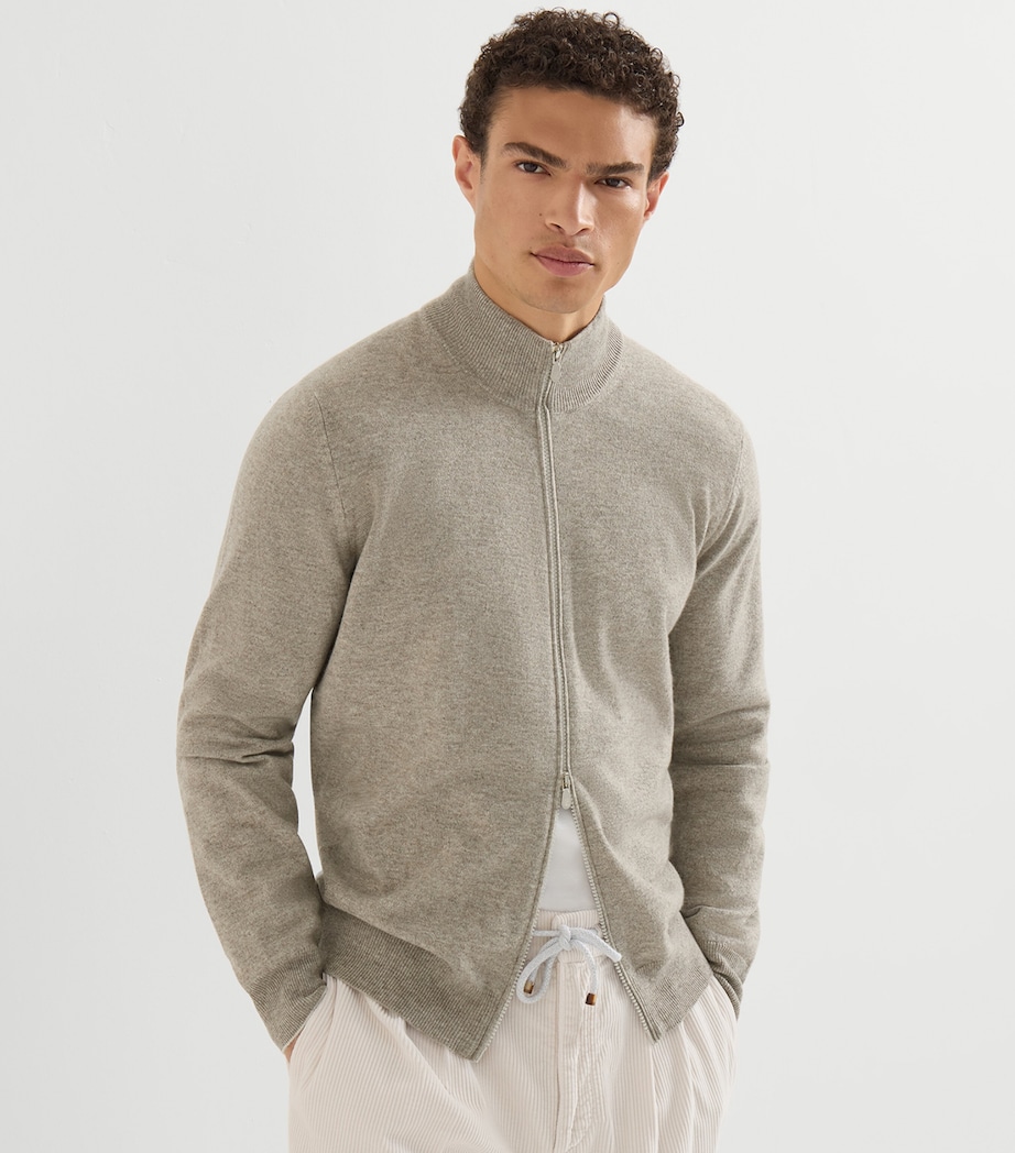 Brunello Cucinelli Mens Cashmere Zip-Up Cardigan Image 4