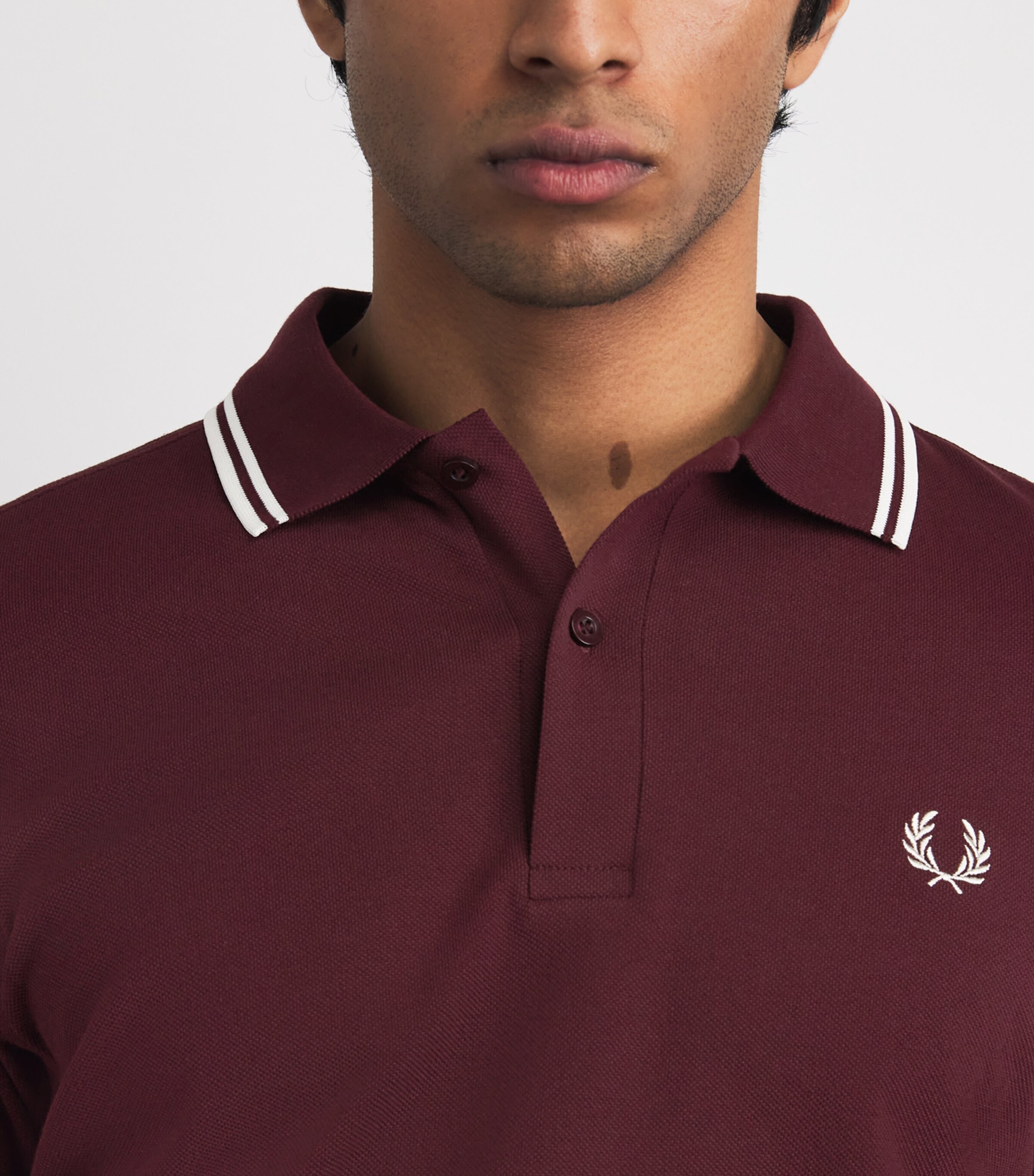 Fred Perry Mens Twin Tipped Polo Shirt Oxblood / Ecru Image 3