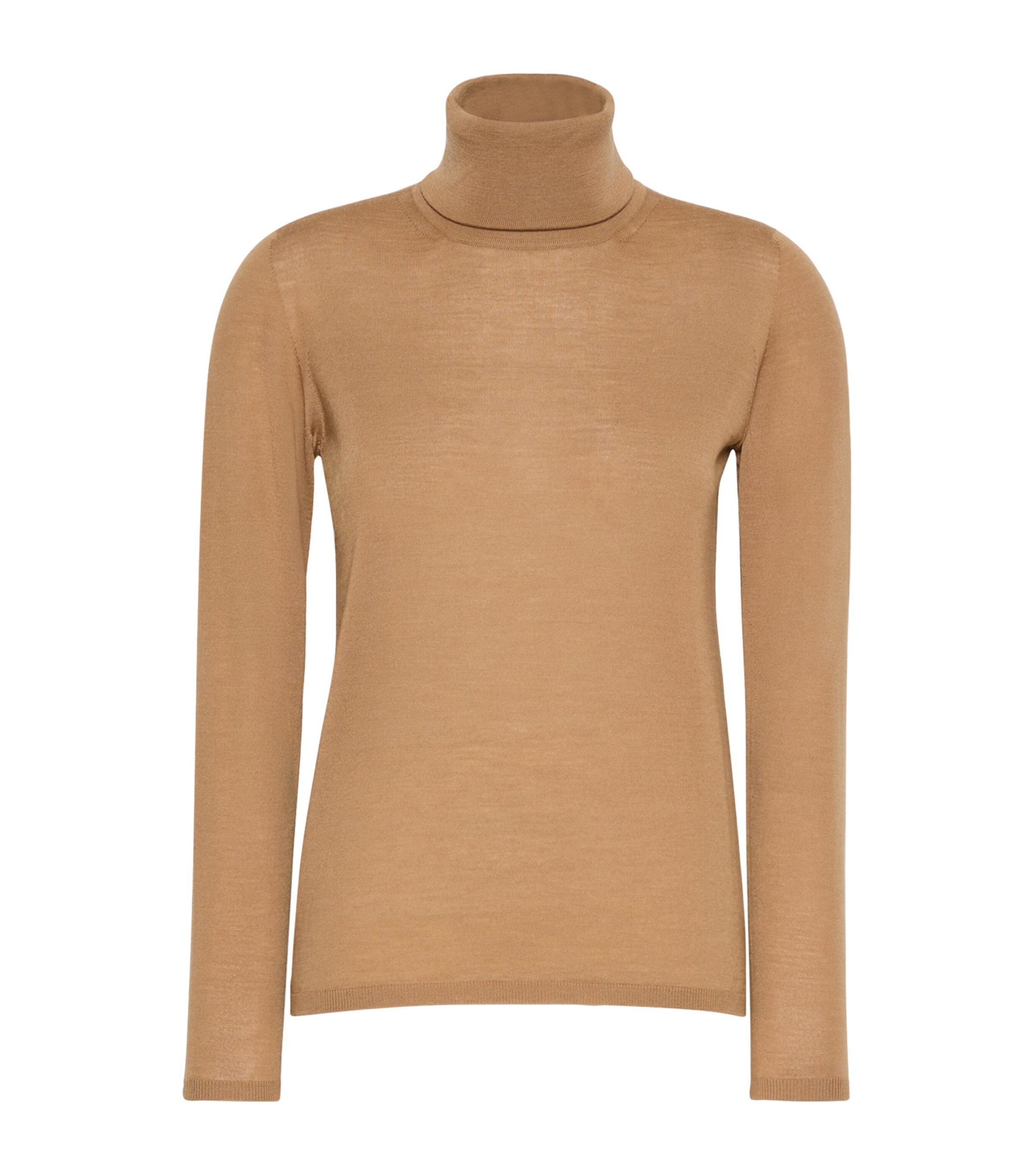 Max Mara Womens Virgin Wool Rollneck Sweater Camel Image 1