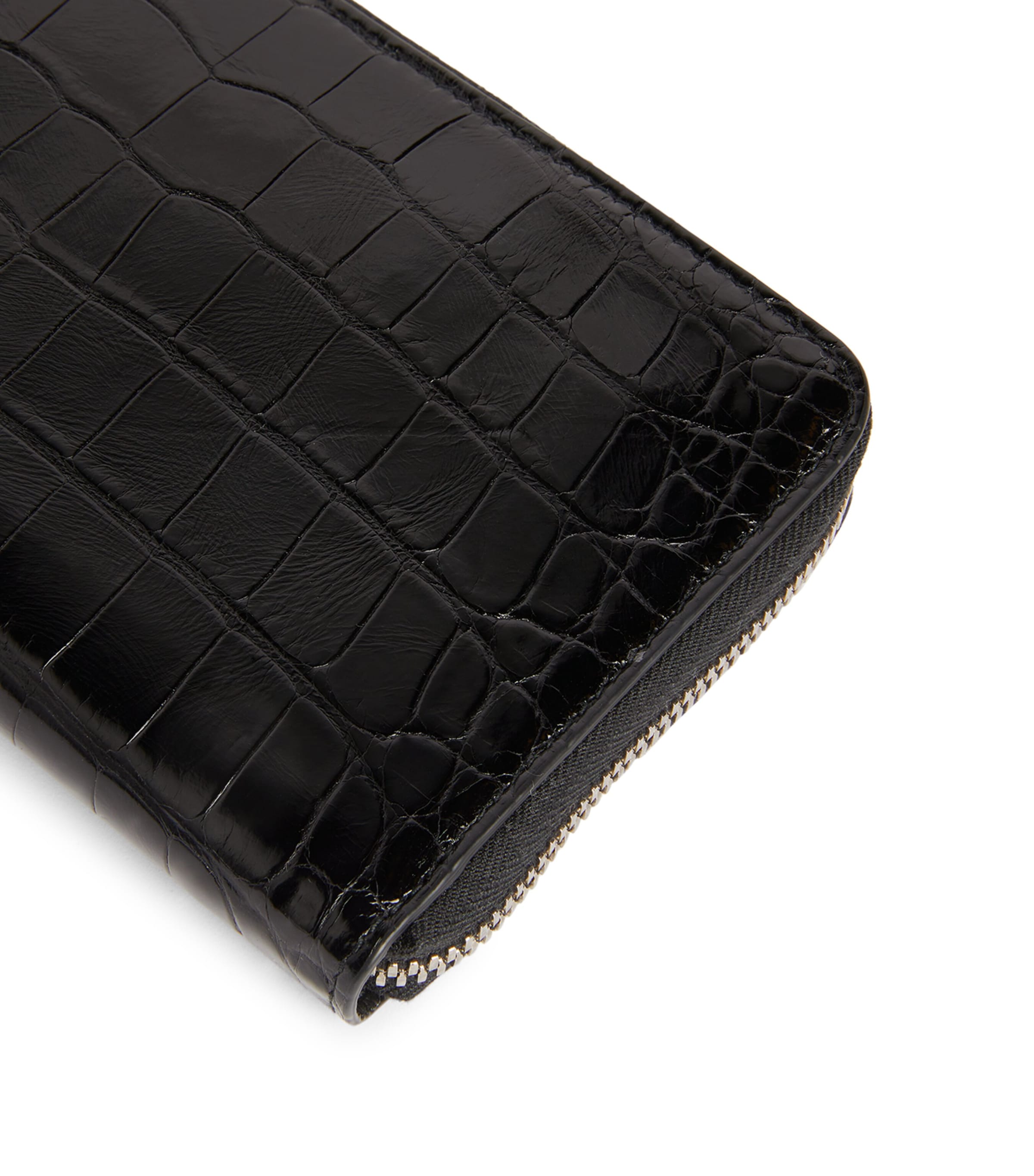 Crocodile Leather Wallet BLACK-SILVER Image 4