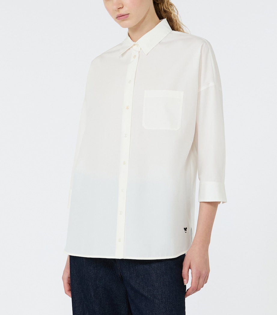 Weekend Max Mara Womens Cotton Cropped Sleeve Shirt White Image 3