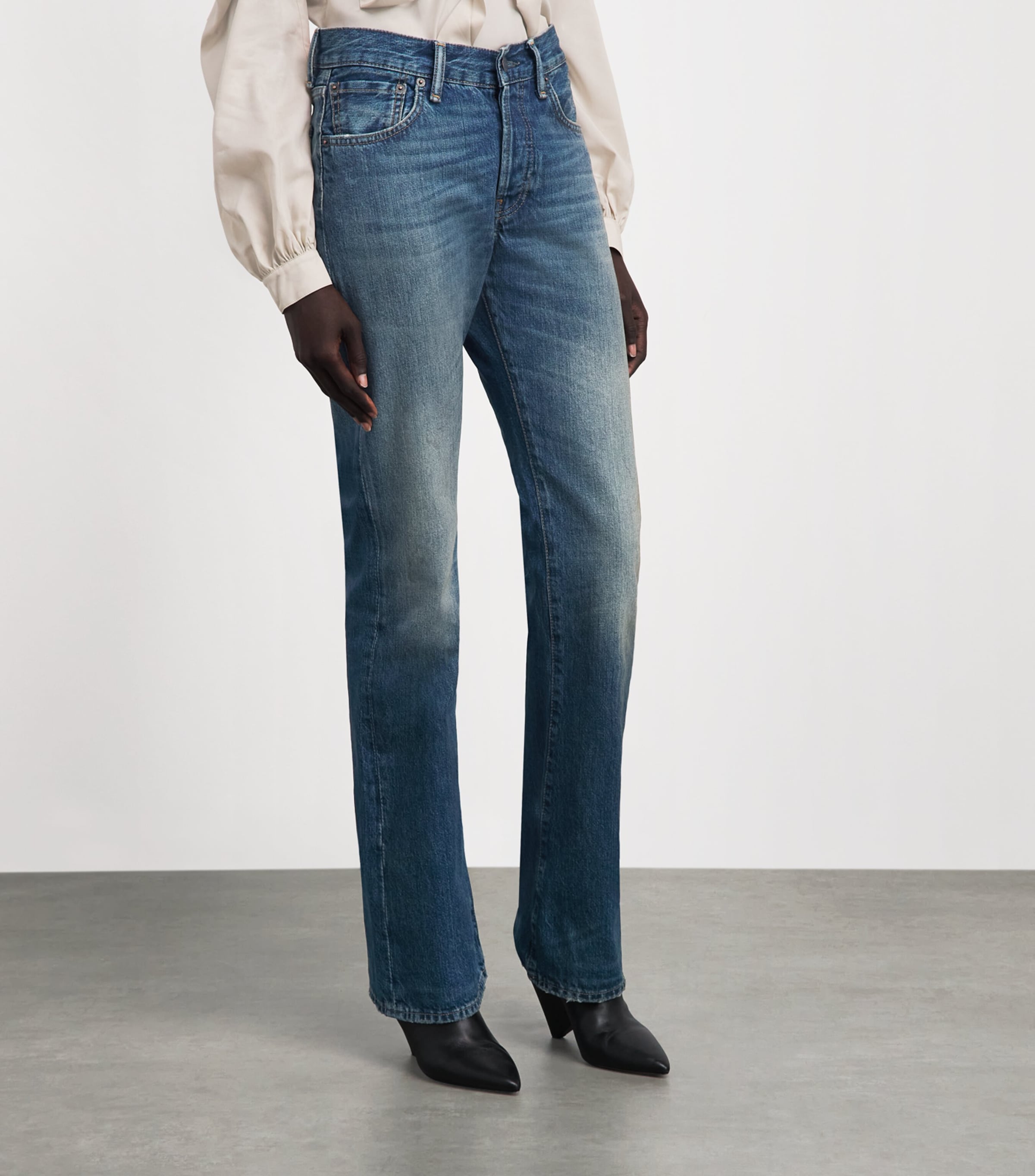 Acne Studios Womens Mid-Rise Straight Jeans Blue Image 4