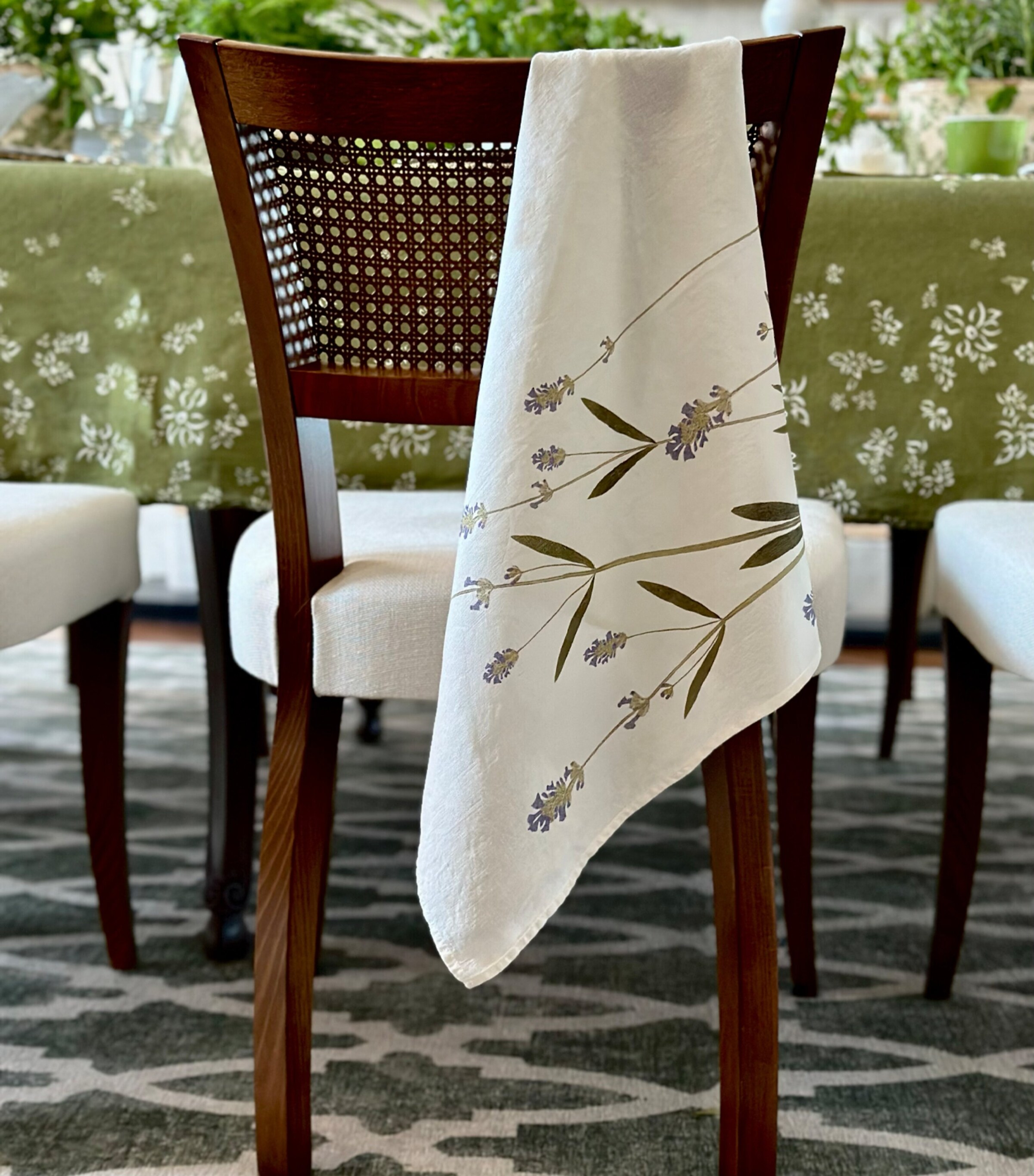 Set of 6 Linen Tisane Herb Garden Napkins (50cm x 50cm) GREEN Image 4