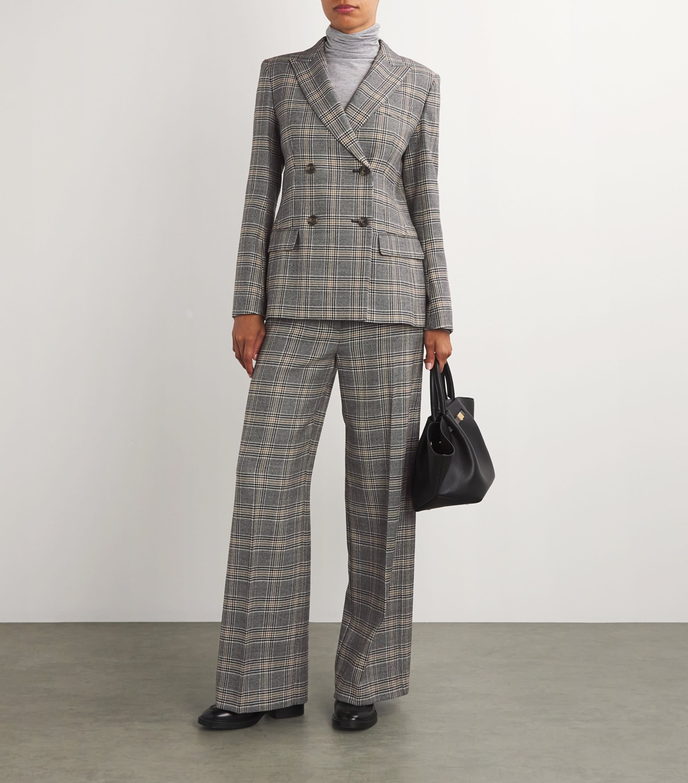 Weekend Max Mara Black Virgin Wool Check Blazer | Harrods US display picture 1