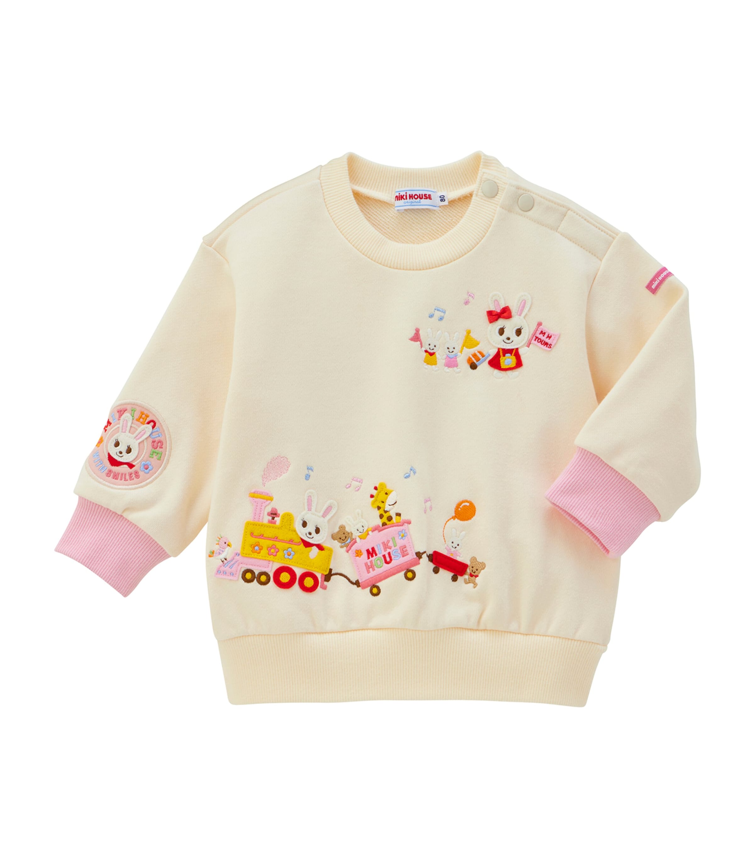 Miki House Kids' Usako Bunny Train Sweatshirt In Ivory