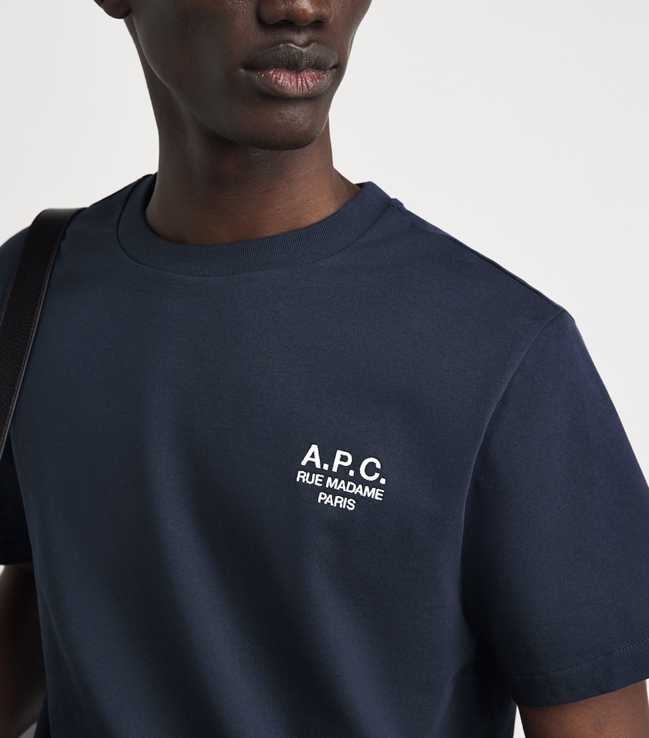 A.P.C. Mens Cotton Logo T-Shirt Tiq Dark Navy/ecru Image 3