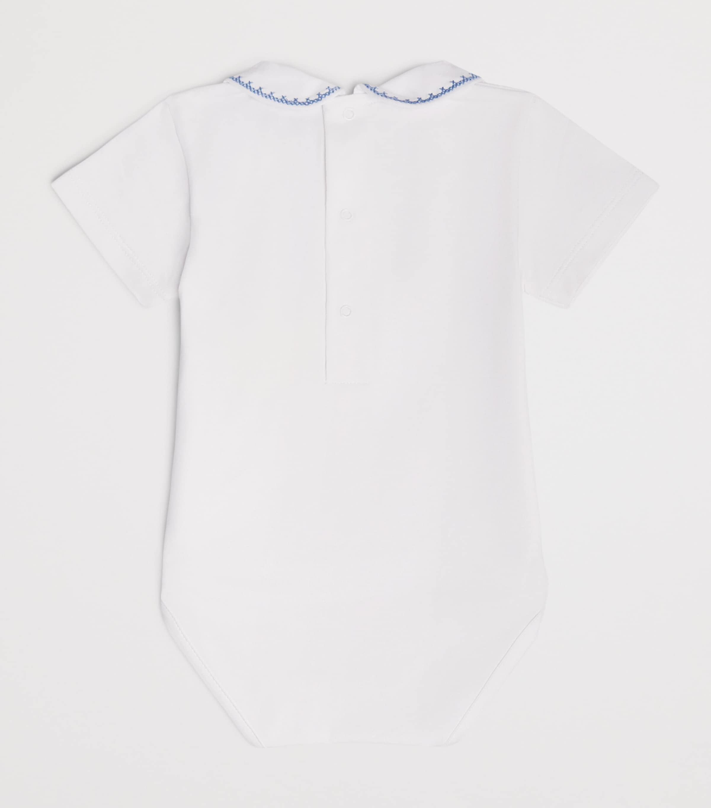 PEPA LONDON Cotton-Blend Embroidered Bodysuit (1-12 Months) Blue Image 2