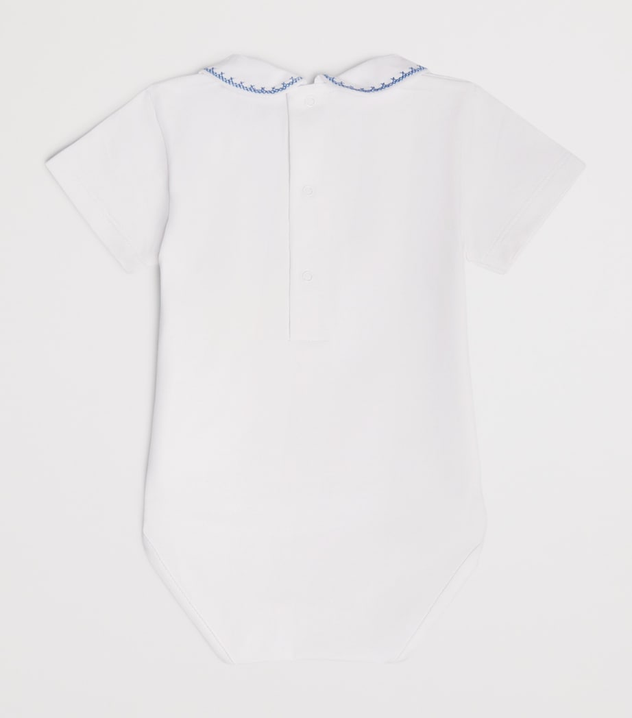 PEPA LONDON Cotton-Blend Embroidered Bodysuit (1-12 Months) Blue Image 2
